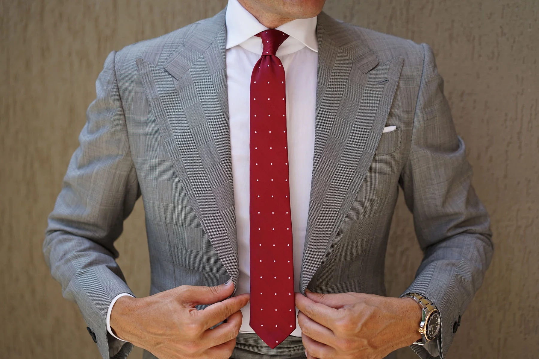 Maroon with White Polka Dots Skinny Tie - Image 9