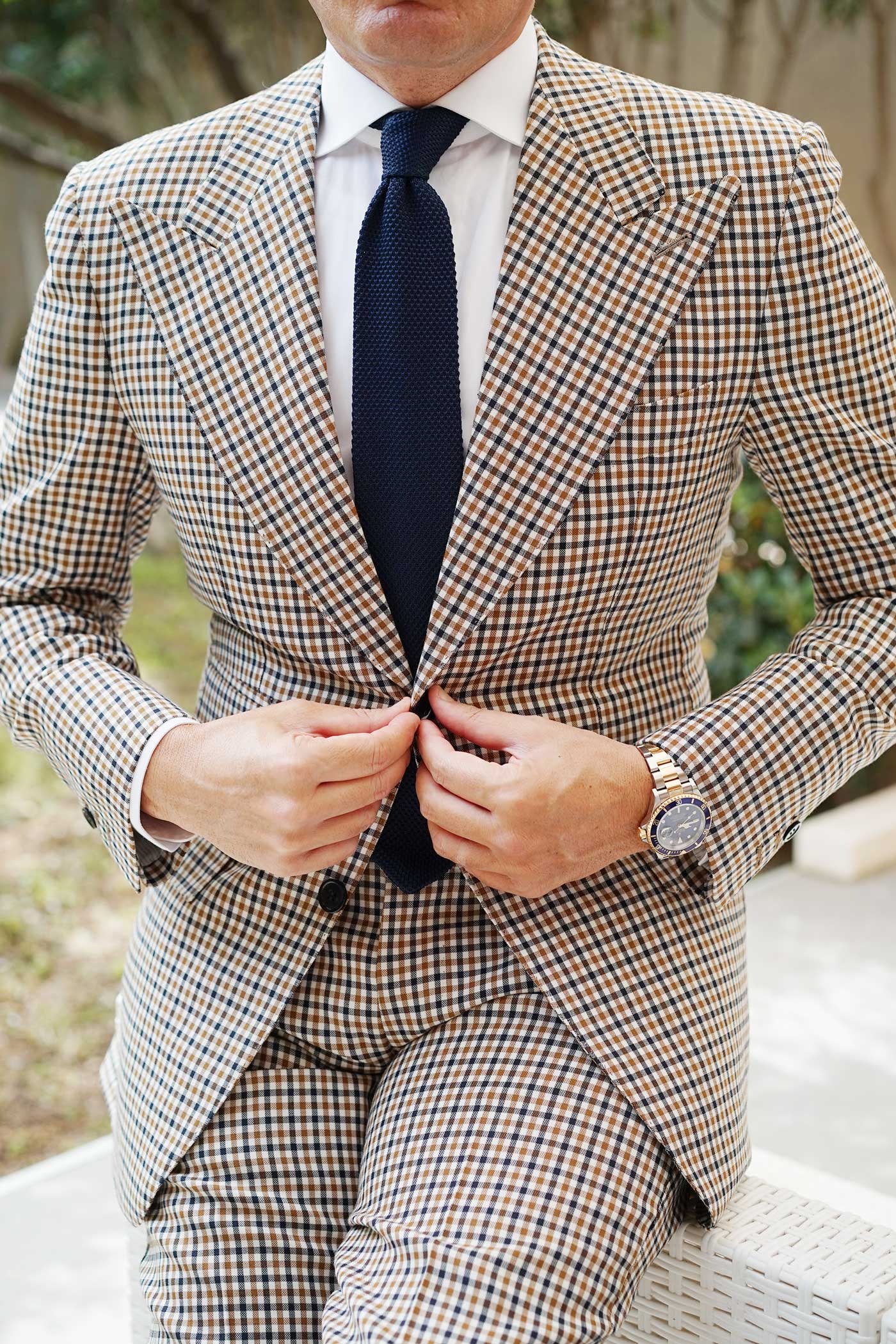 Matutine Navy Knitted Tie - Image 4