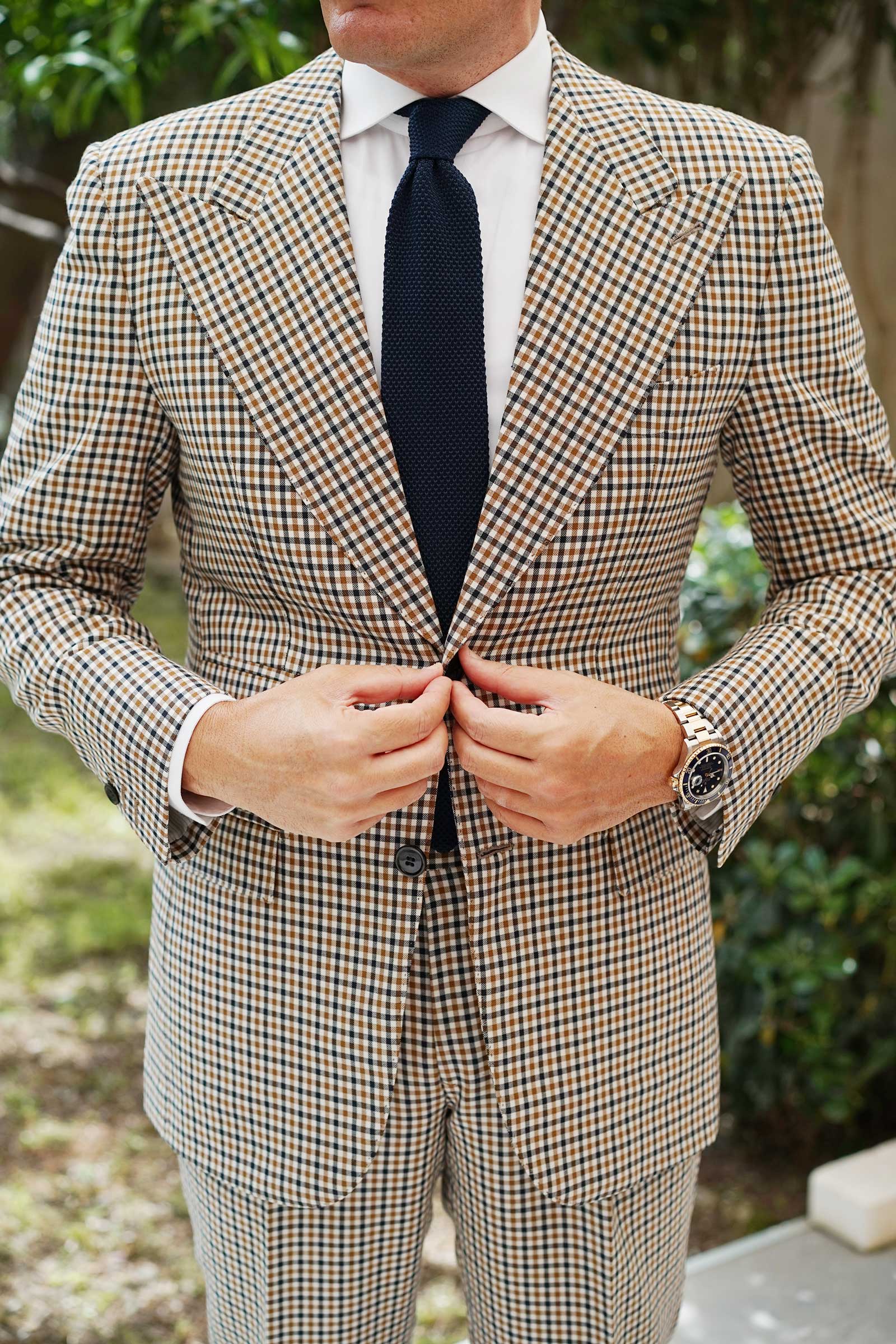 Matutine Navy Knitted Tie - Image 6