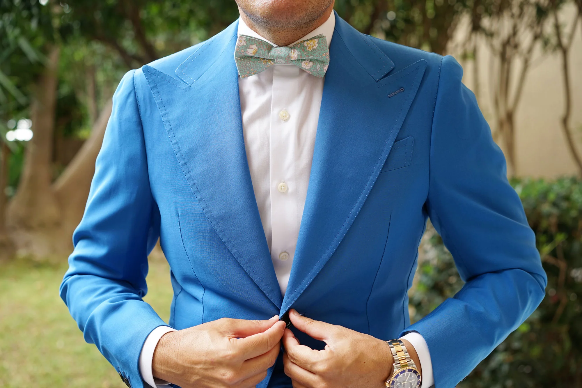 Maui Mint Green Floral Bow Tie - Image 3