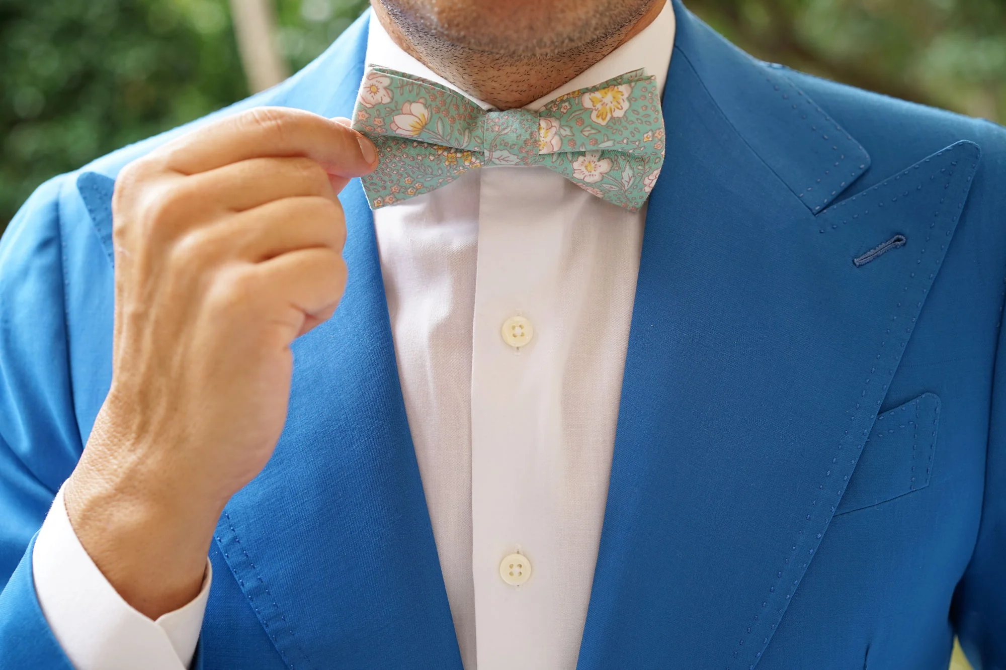 Maui Mint Green Floral Bow Tie - Image 6