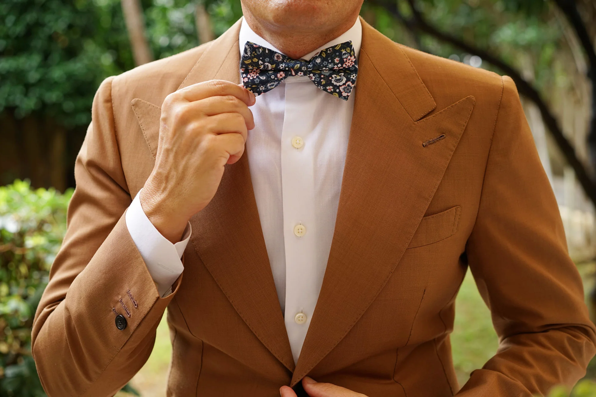 Mediterranean Midnight Blue Floral Bow Tie - Image 5