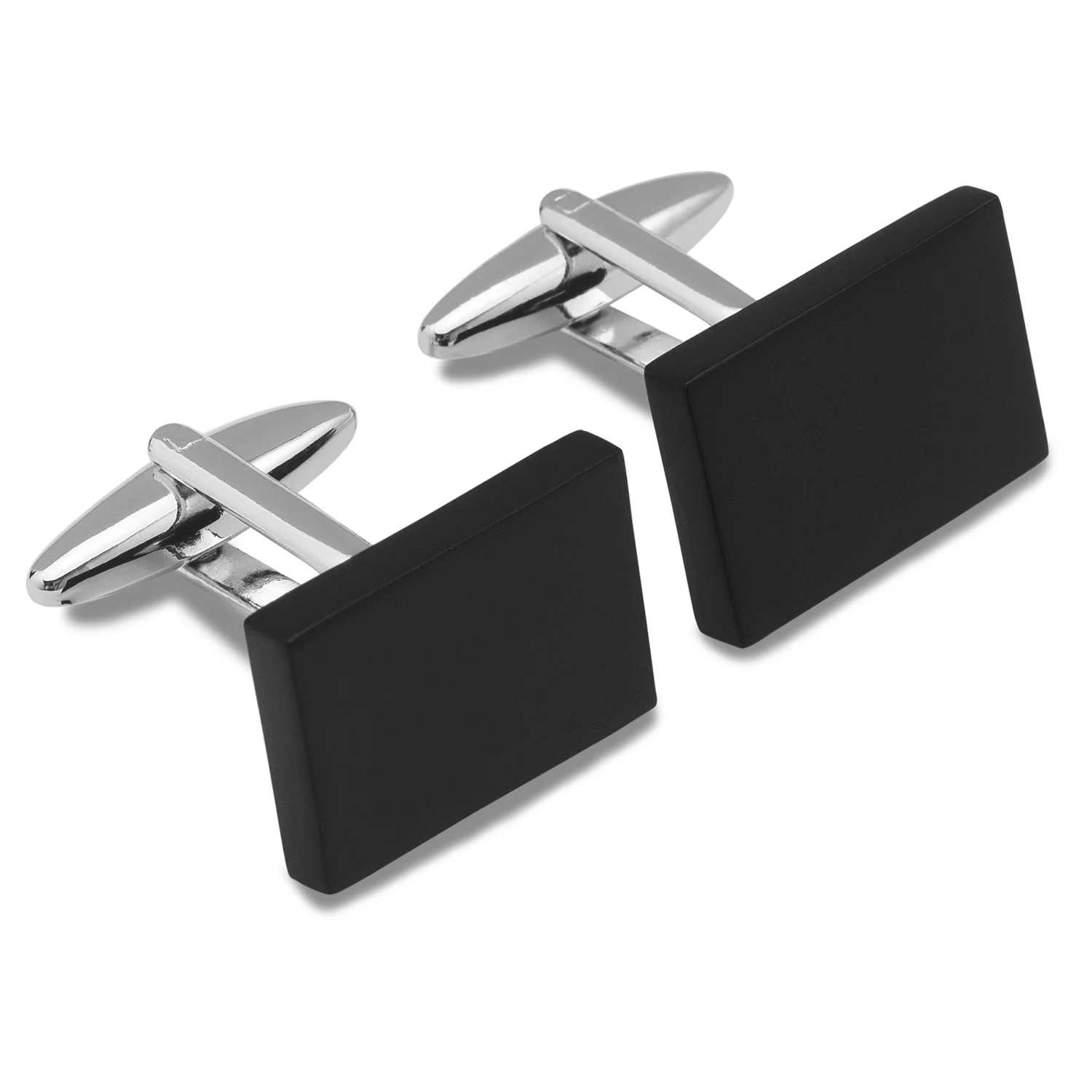Melfice Black Rectangle Cufflinks - Image 2