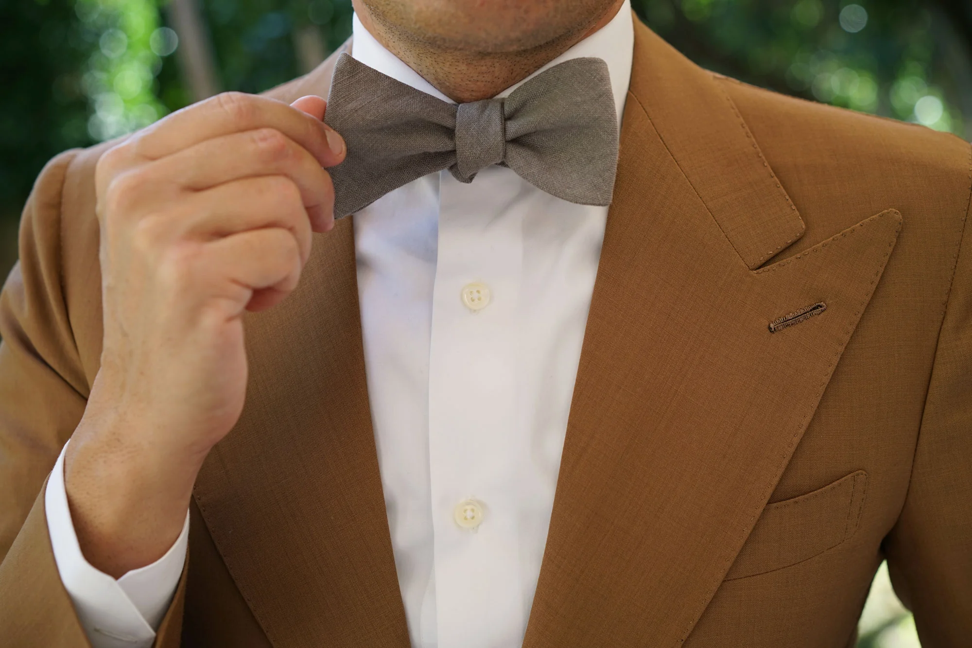 Mercury Charcoal Linen Self Bow Tie - Image 6