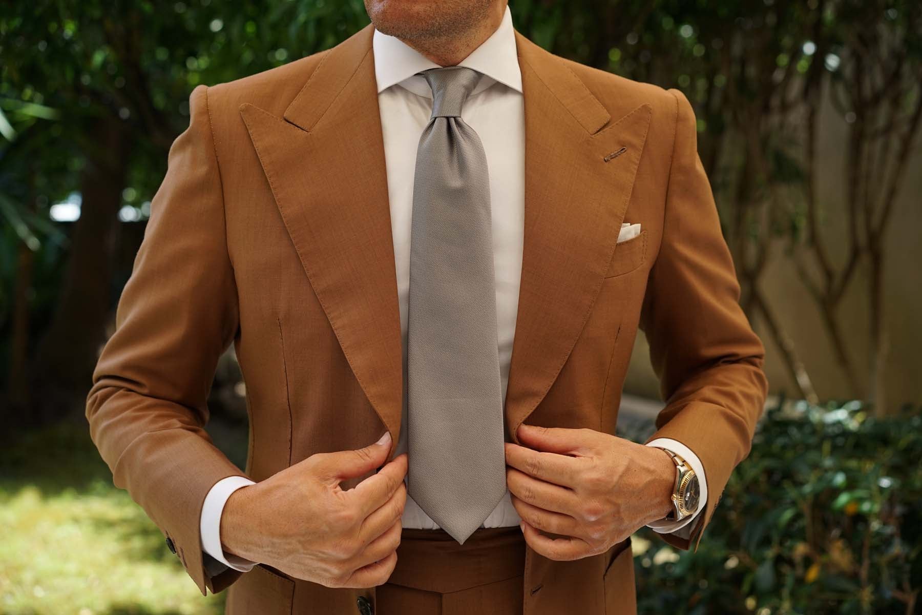 Mercury Grey Weave Necktie - Image 11