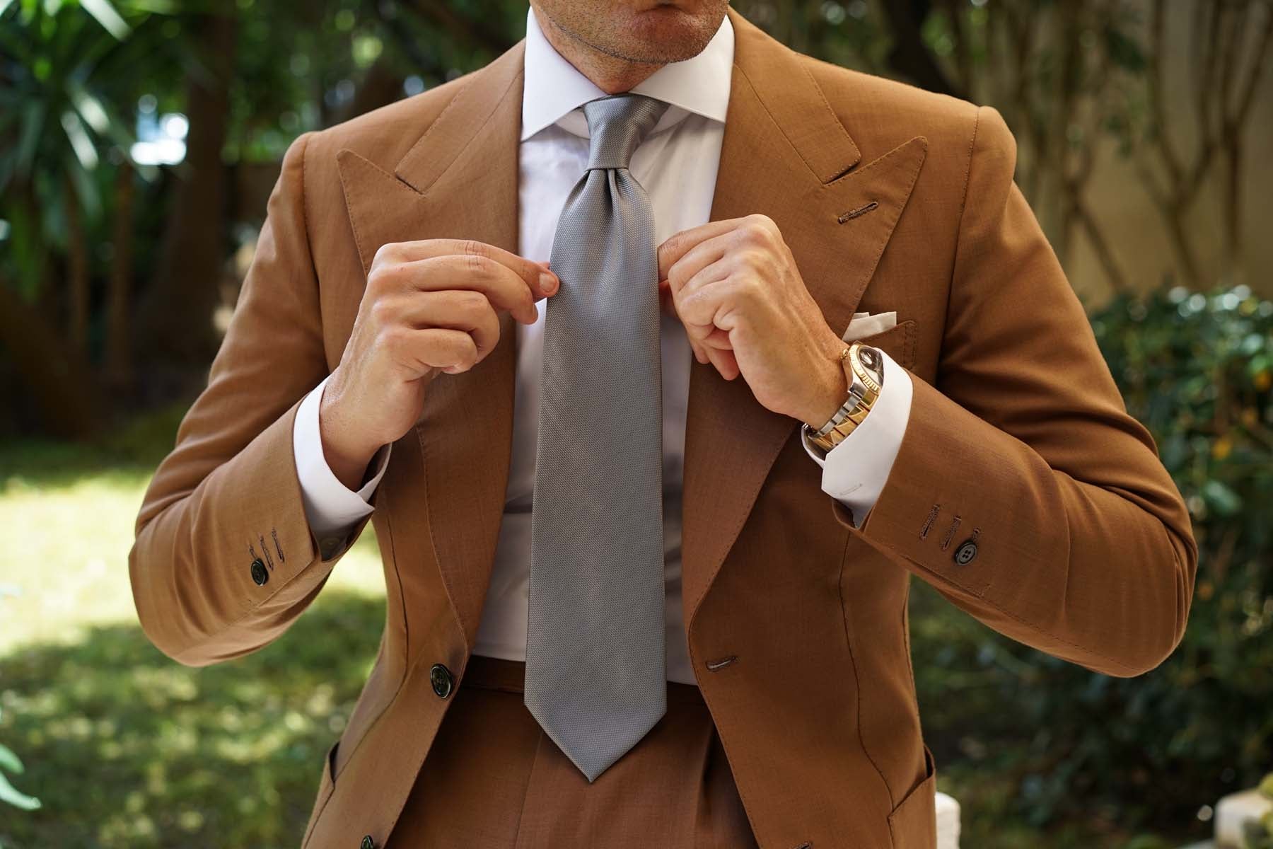 Mercury Grey Weave Necktie - Image 9