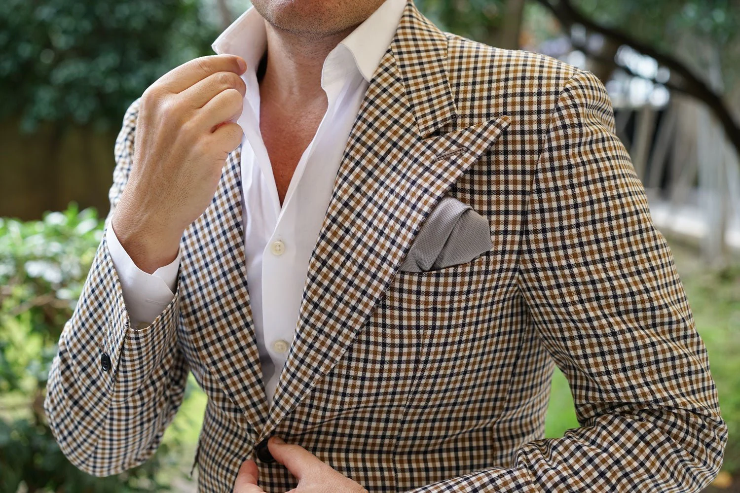 Mercury Grey Weave Pocket Square - Image 5