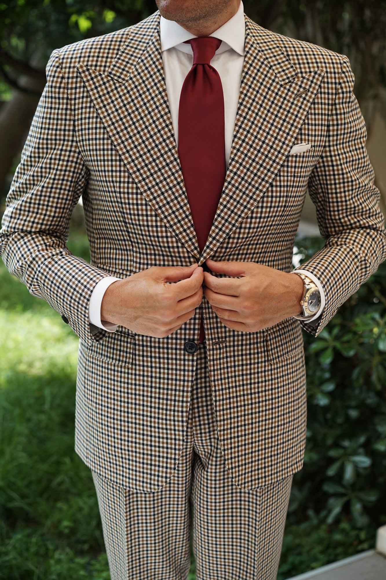 Merlot Burgundy Twill Necktie - Image 5