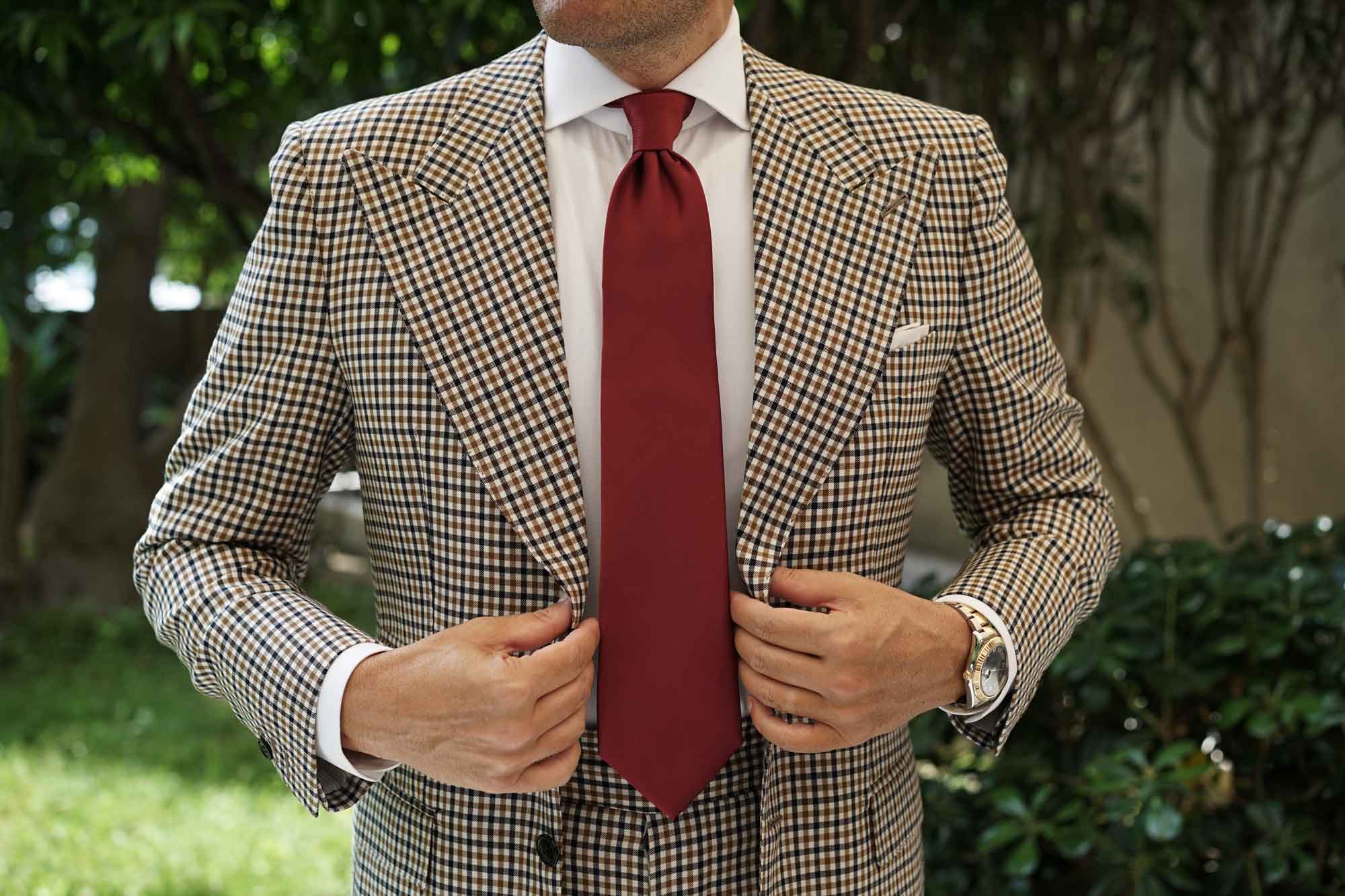 Merlot Burgundy Twill Necktie - Image 6