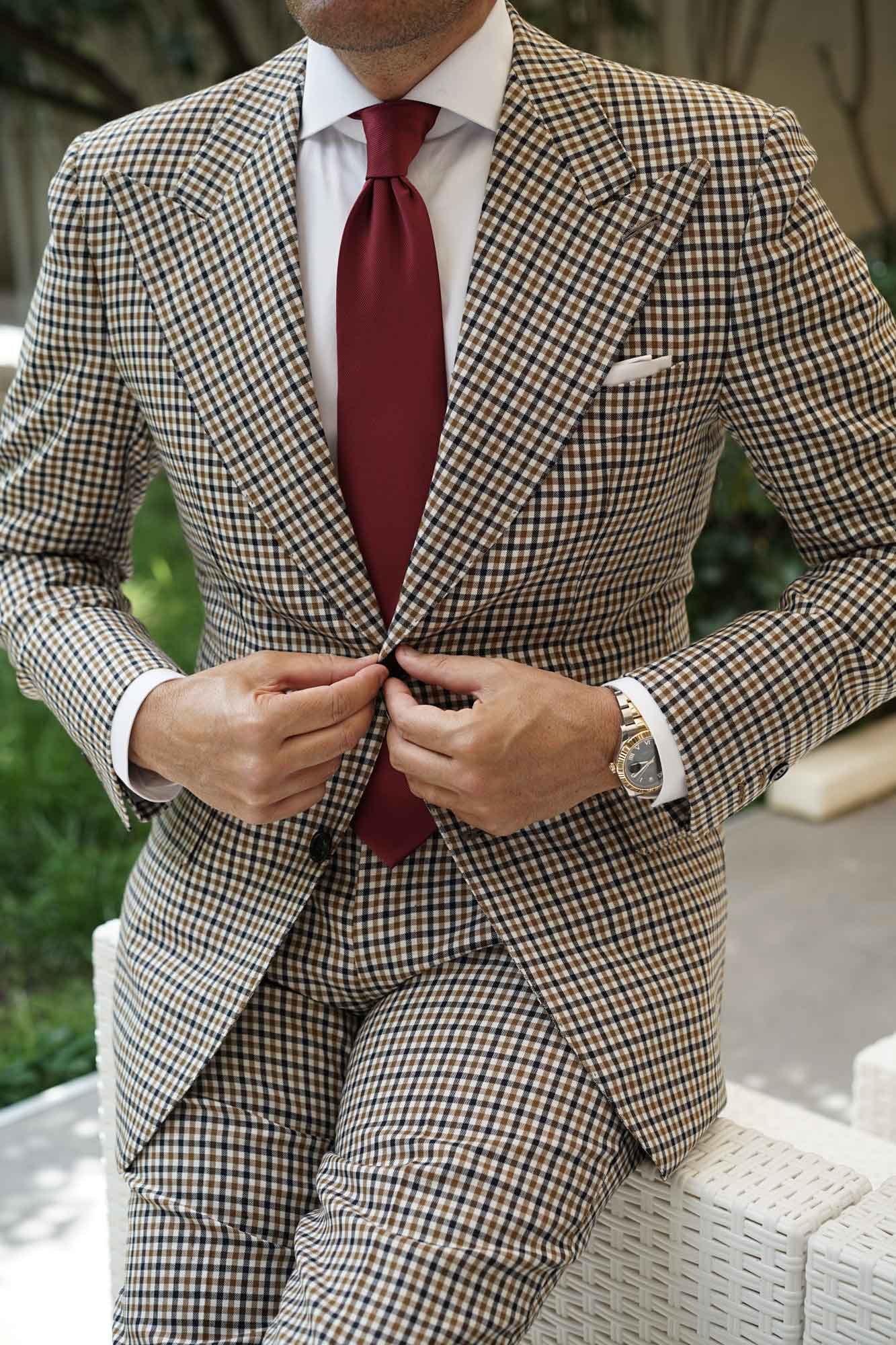 Merlot Burgundy Twill Necktie - Image 7