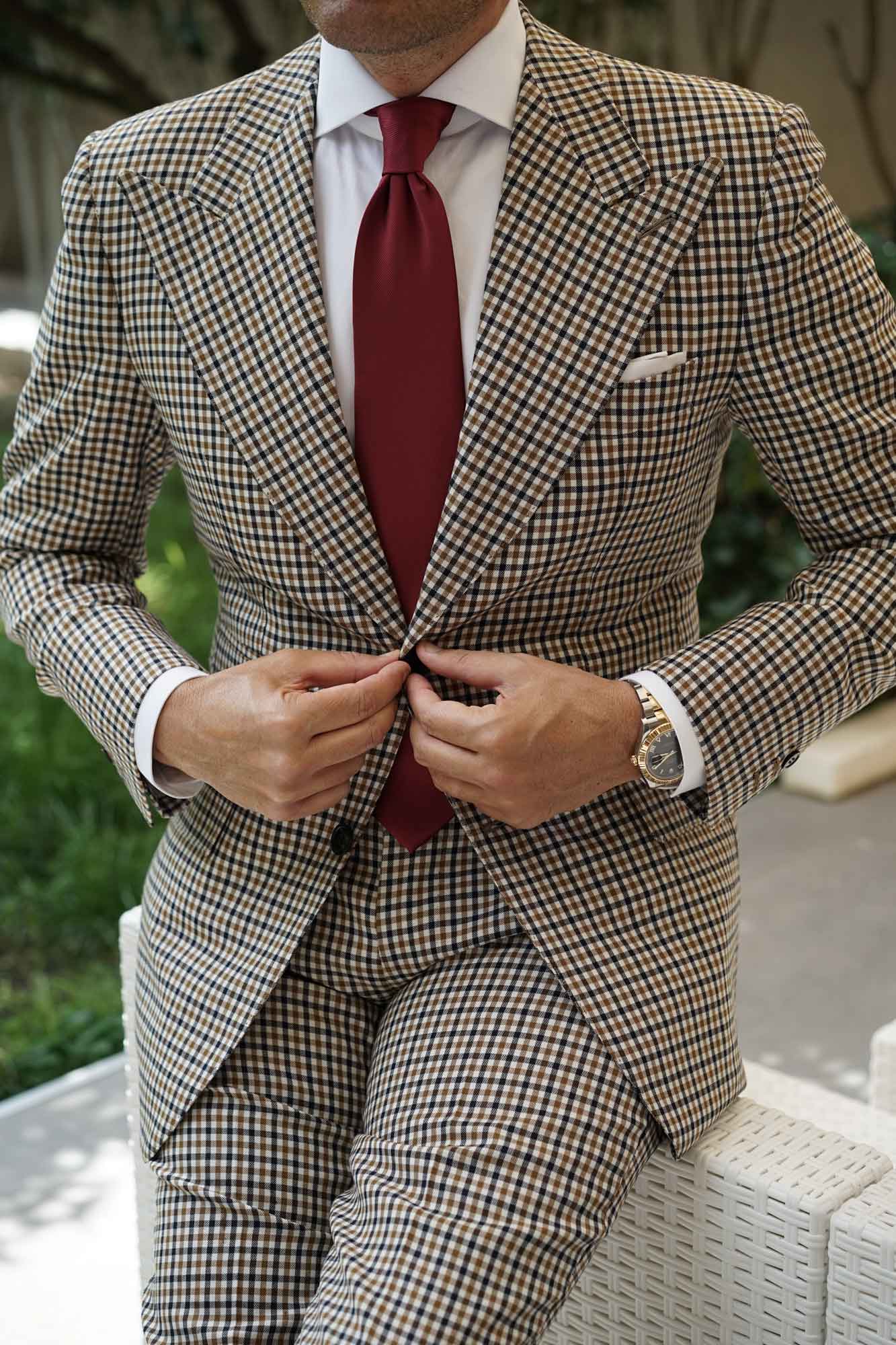 Merlot Burgundy Twill Necktie - Image 8