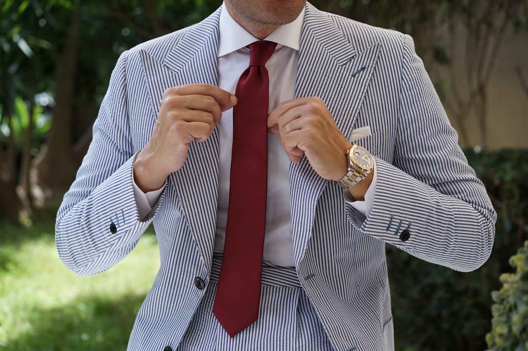 Merlot Burgundy Twill Skinny Tie - Image 4