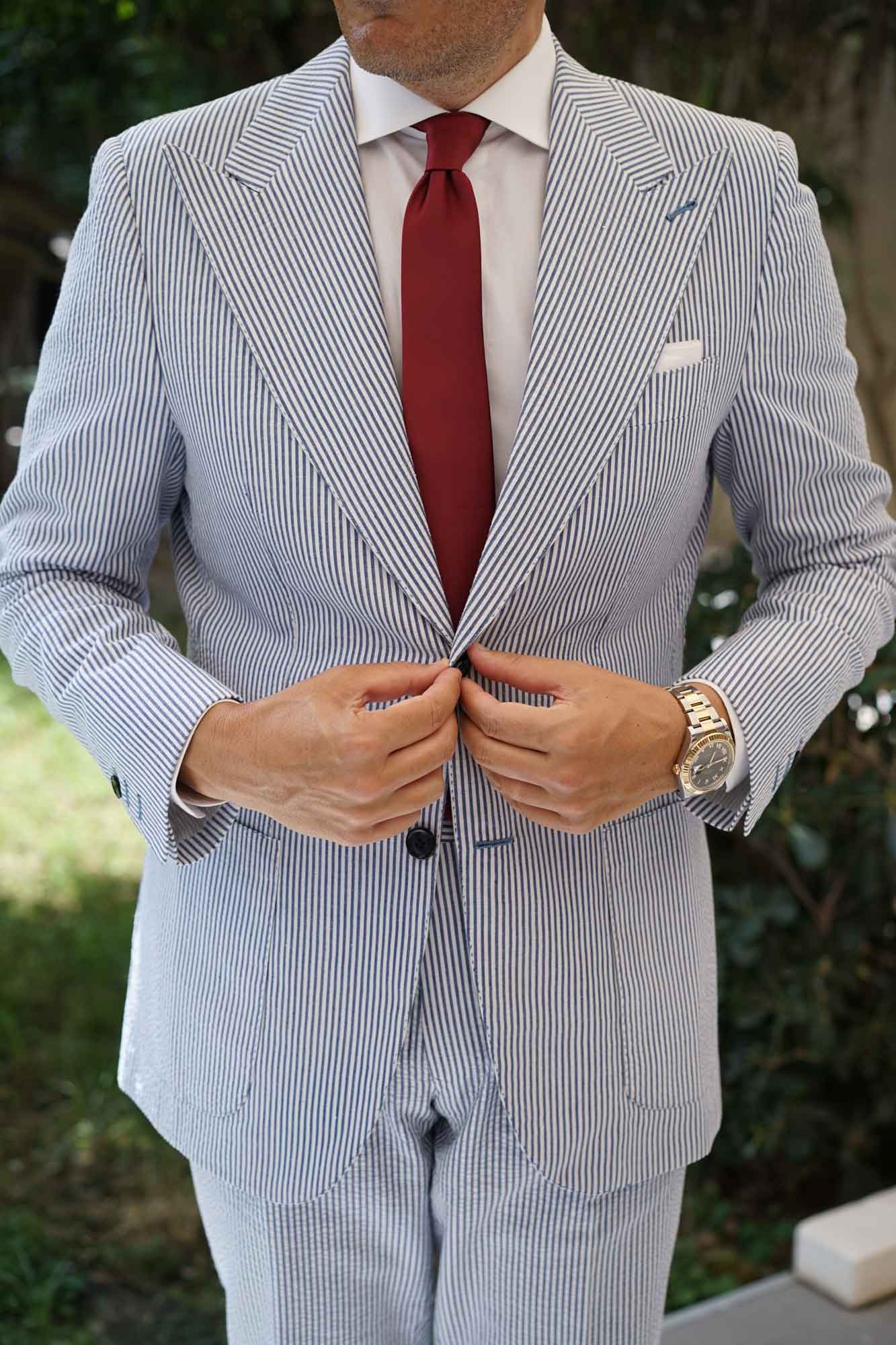 Merlot Burgundy Twill Skinny Tie - Image 5