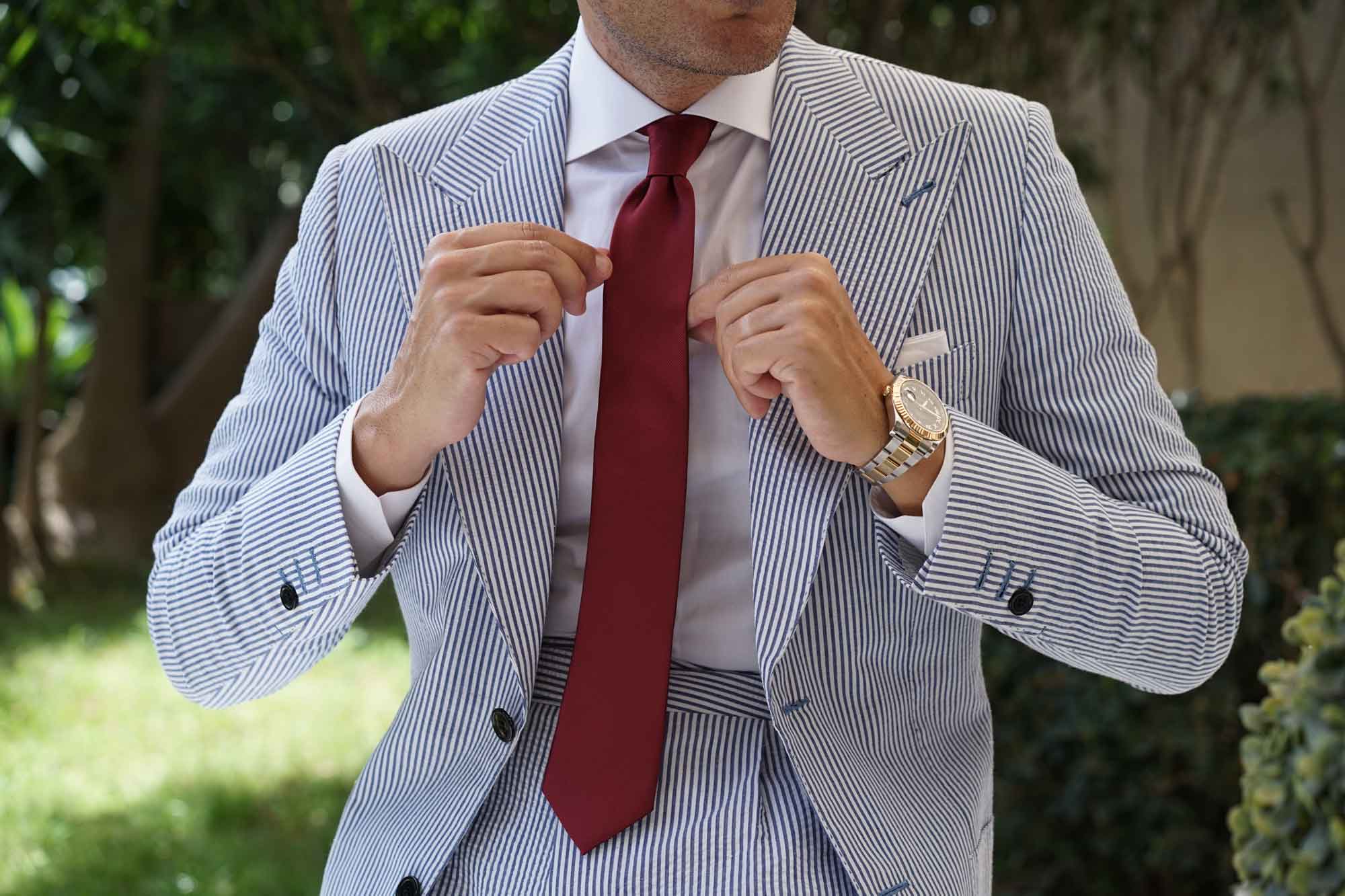 Merlot Burgundy Twill Skinny Tie - Image 8