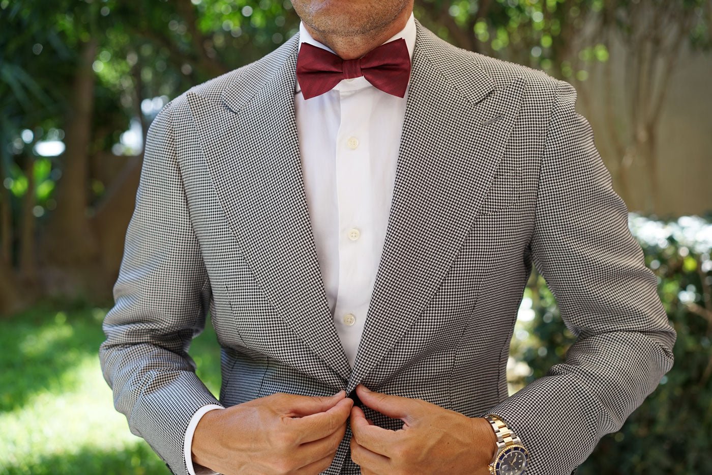 Merlot Wine Striped Bow Tie - Image 6