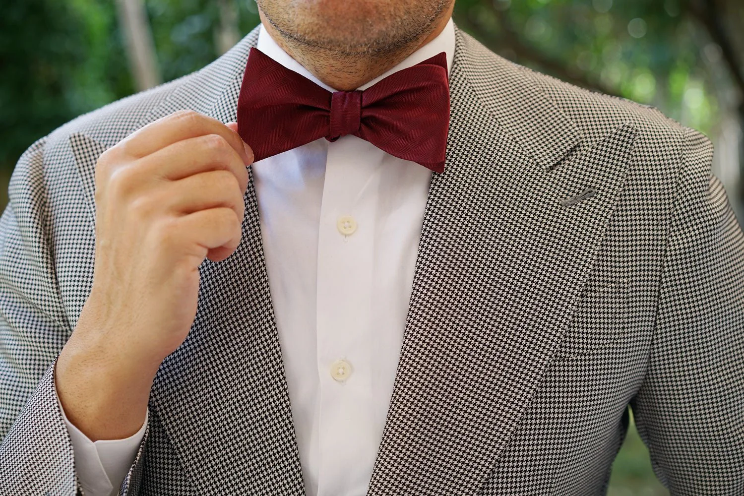 Merlot Wine Striped Self Bow Tie - Image 10