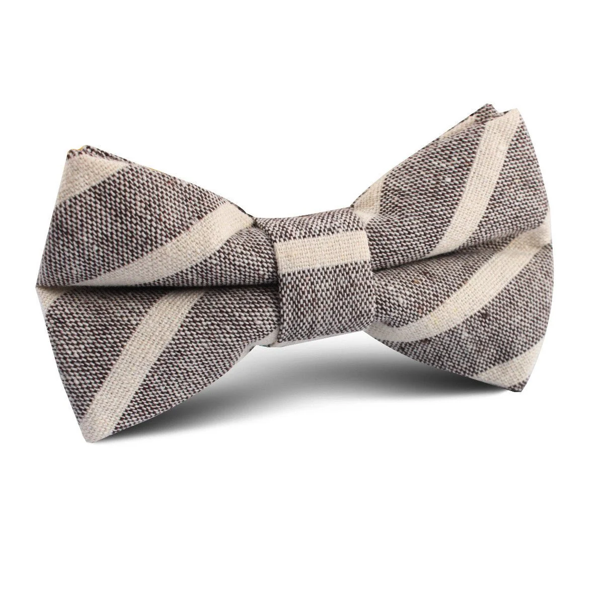 Mersin Brown Stripe Chalk Linen Kids Bow Tie