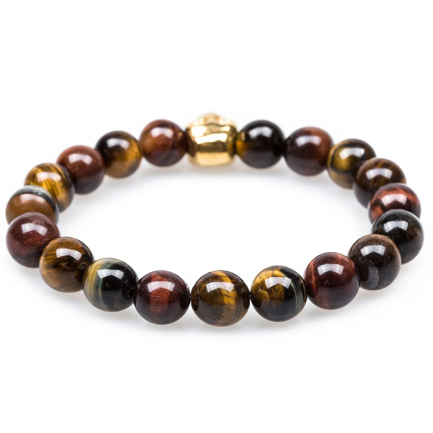 Metamorphic Tiger's Eye Gold Skull Bracelet - Image 2