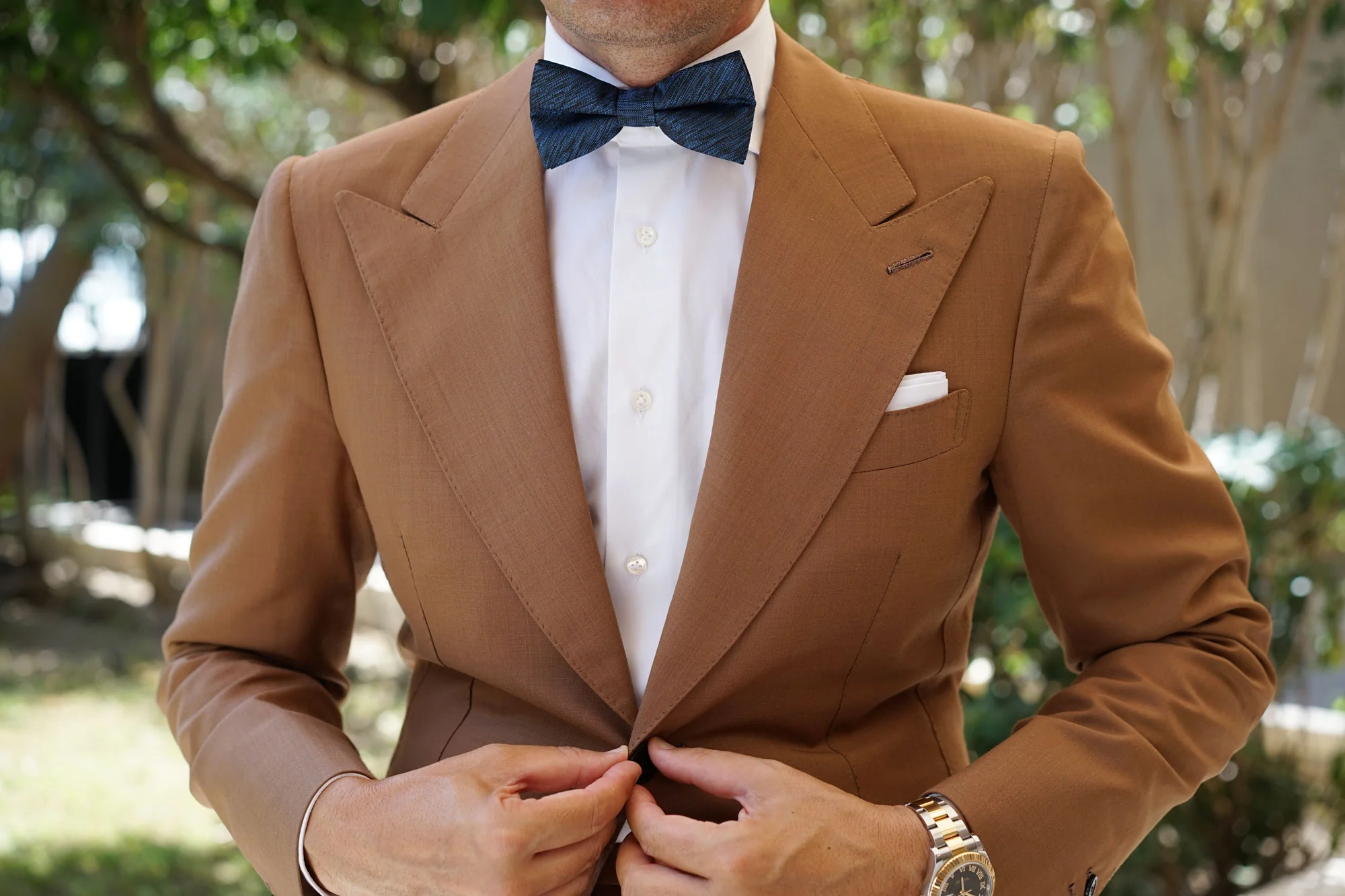 Midnight Blue-Black Chambray Bow Tie - Image 3