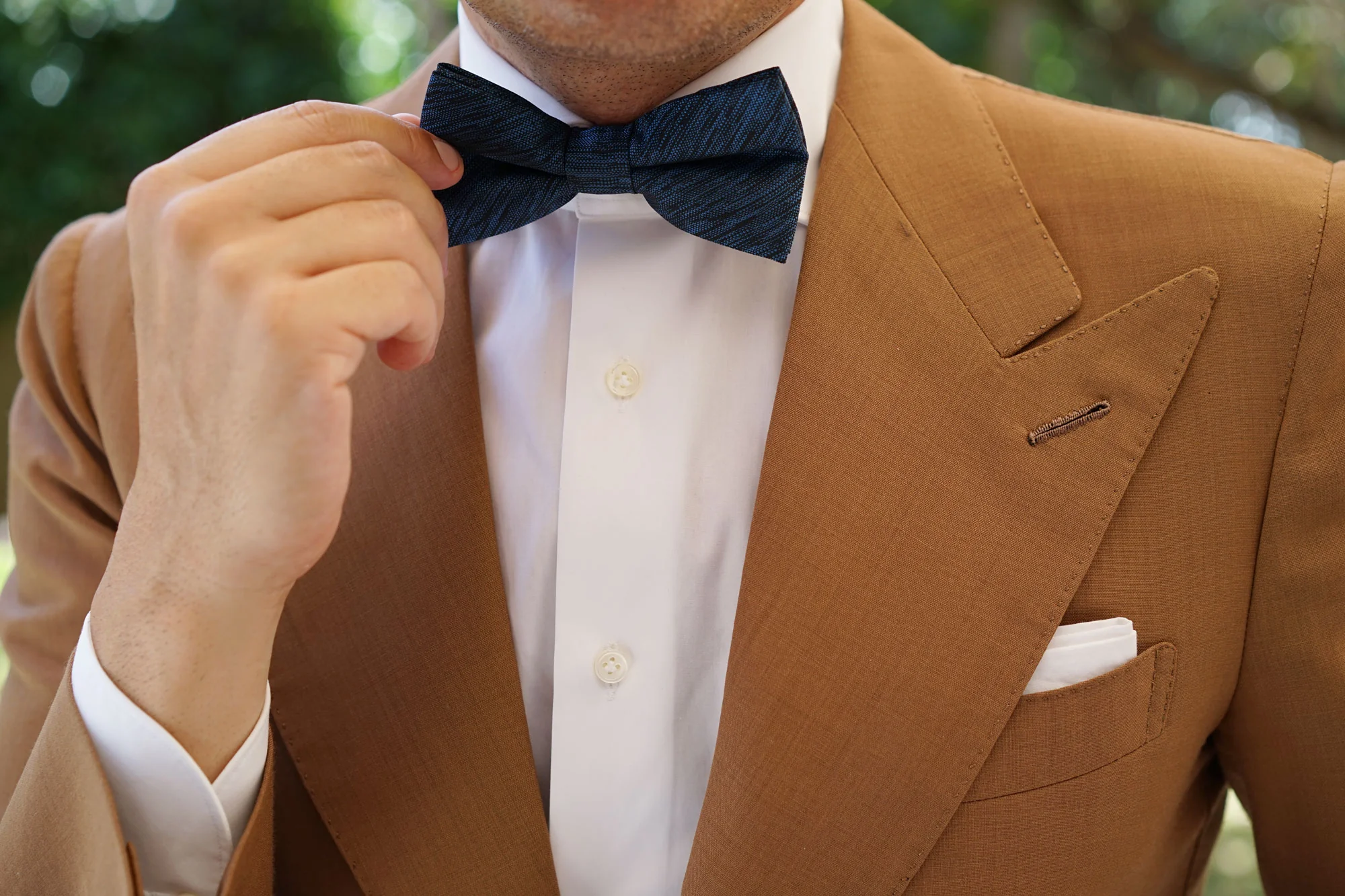 Midnight Blue-Black Chambray Bow Tie - Image 4