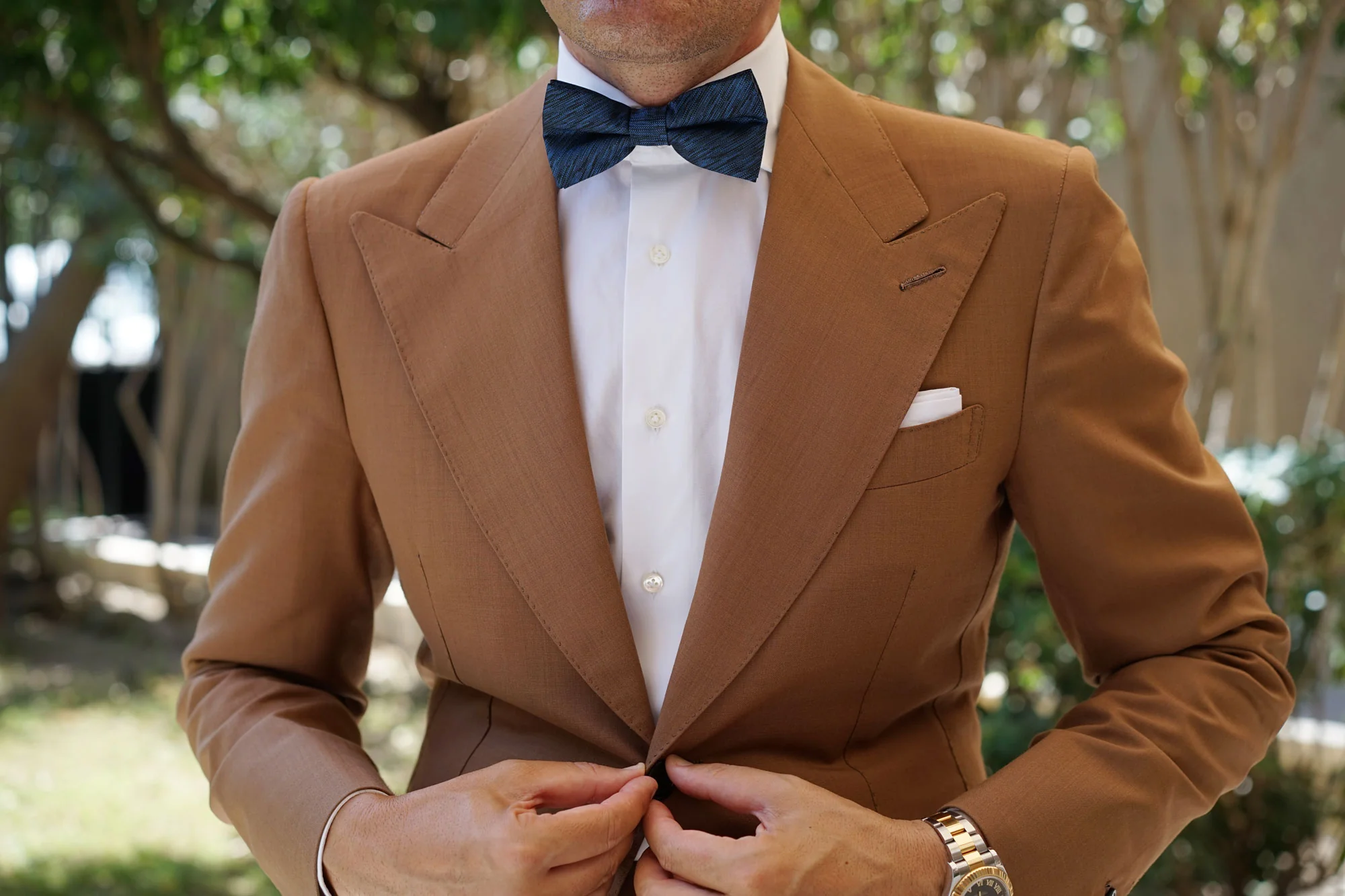 Midnight Blue-Black Chambray Bow Tie - Image 6