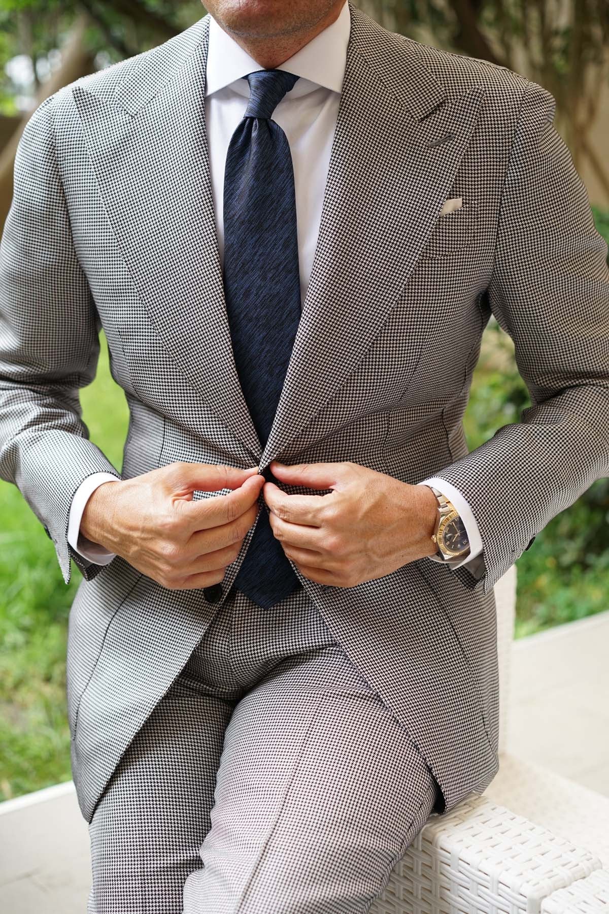 Midnight Blue-Black Chambray Necktie - Image 5