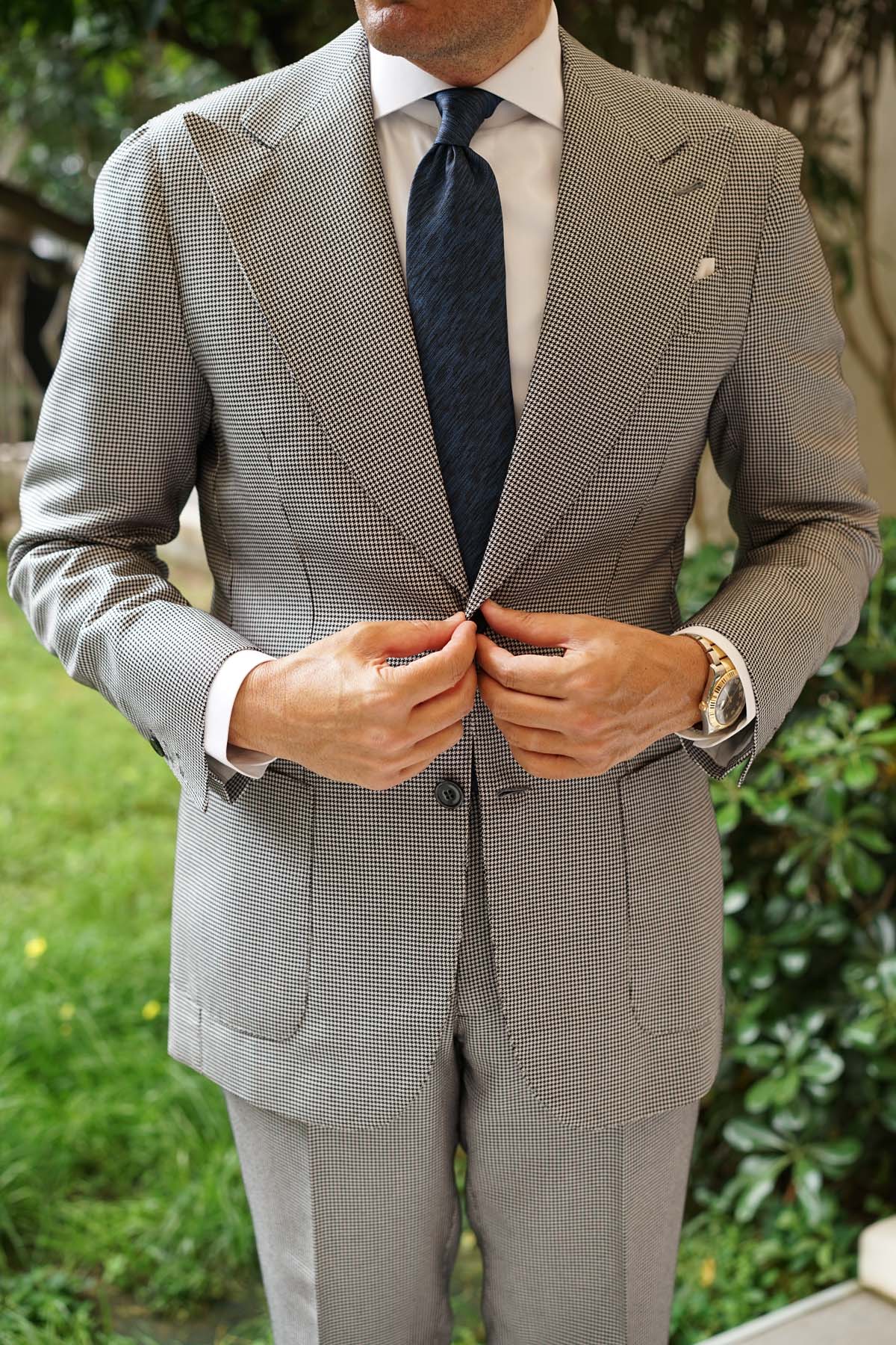 Midnight Blue-Black Chambray Necktie - Image 6