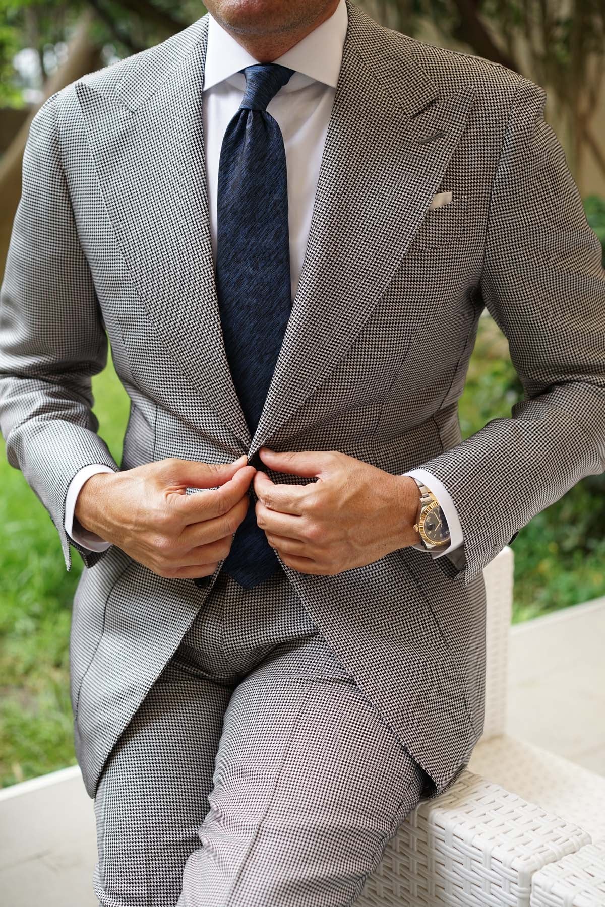 Midnight Blue-Black Chambray Necktie - Image 7