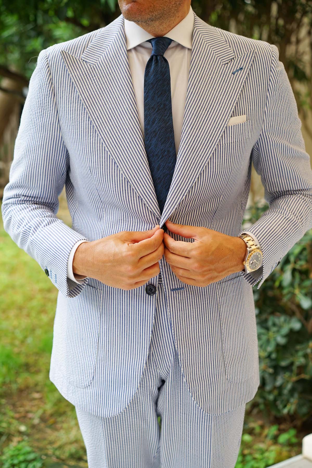 Midnight Blue-Black Chambray Skinny Tie - Image 10