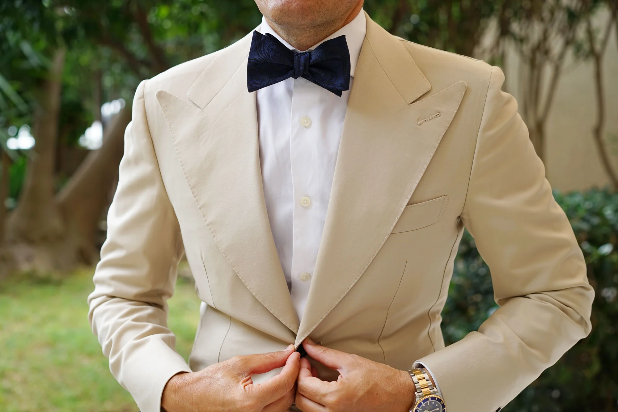 Midnight Blue Khamsin Self Bow Tie - Image 4