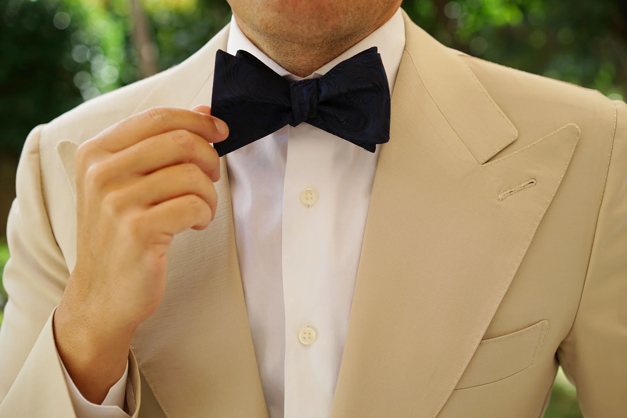 Midnight Blue Khamsin Self Bow Tie - Image 6
