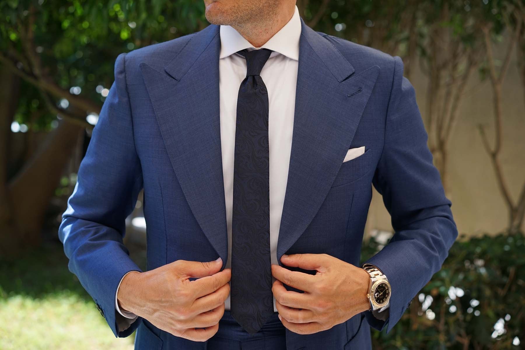 Midnight Blue Khamsin Skinny Tie - Image 4