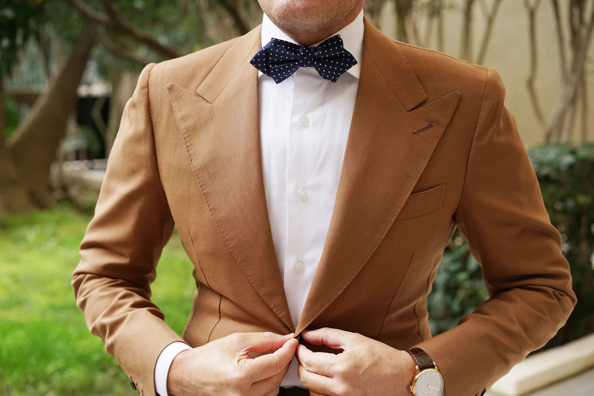 Midnight Blue Mini Pin Dots Diamond Bow Tie - Image 3