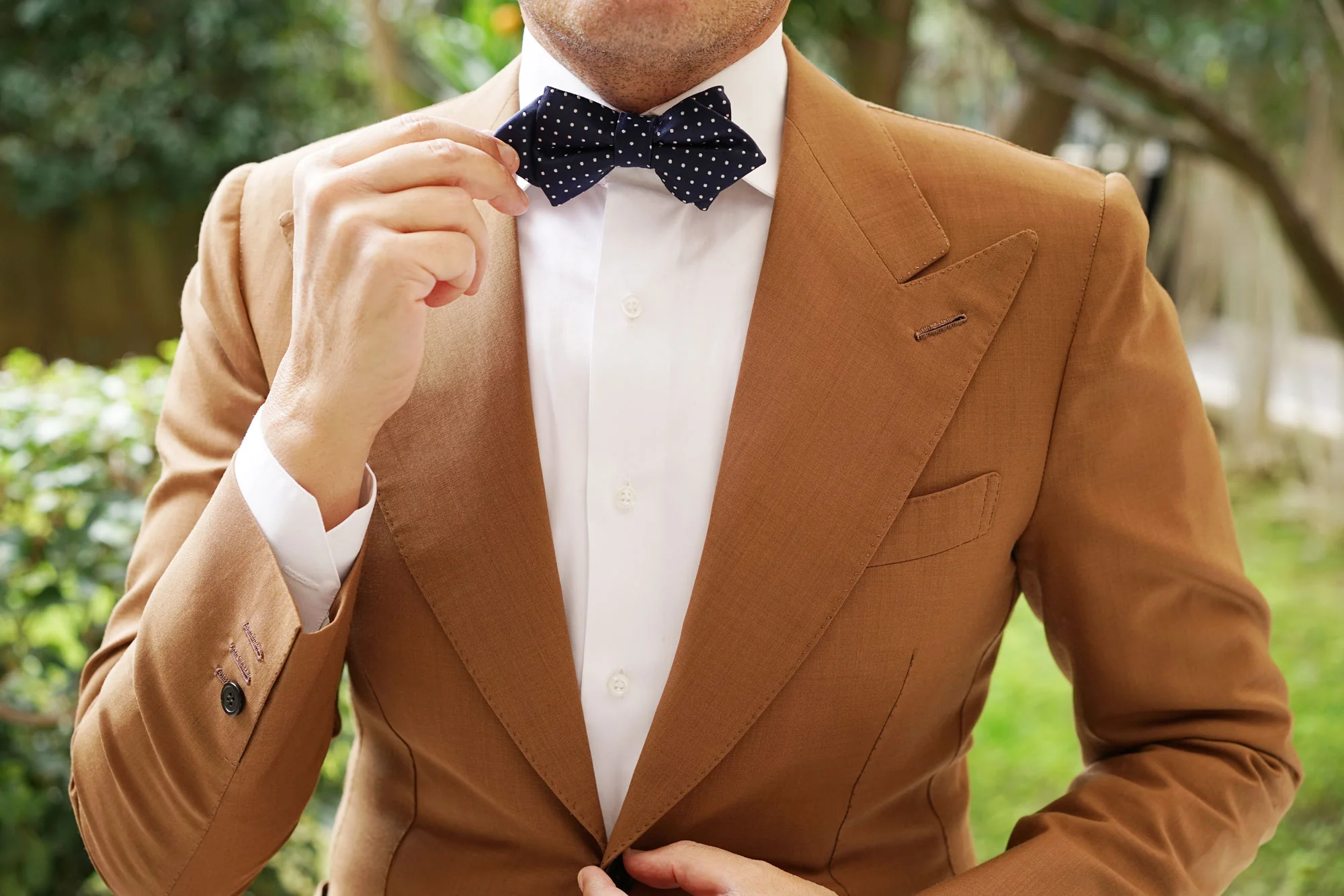 Midnight Blue Mini Pin Dots Diamond Bow Tie - Image 6
