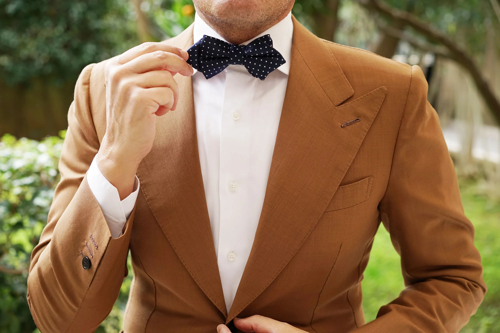 Midnight Blue Mini Pin Dots Diamond Bow Tie - Image 7