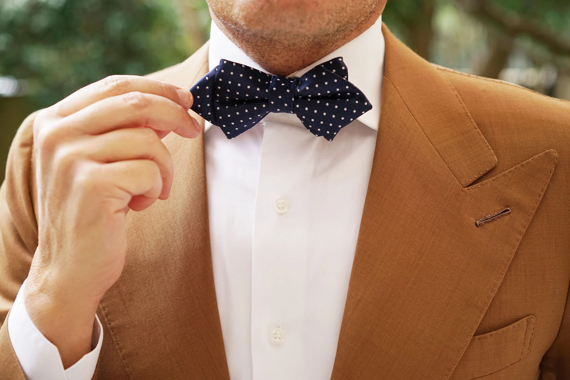Midnight Blue Mini Pin Dots Diamond Bow Tie - Image 8