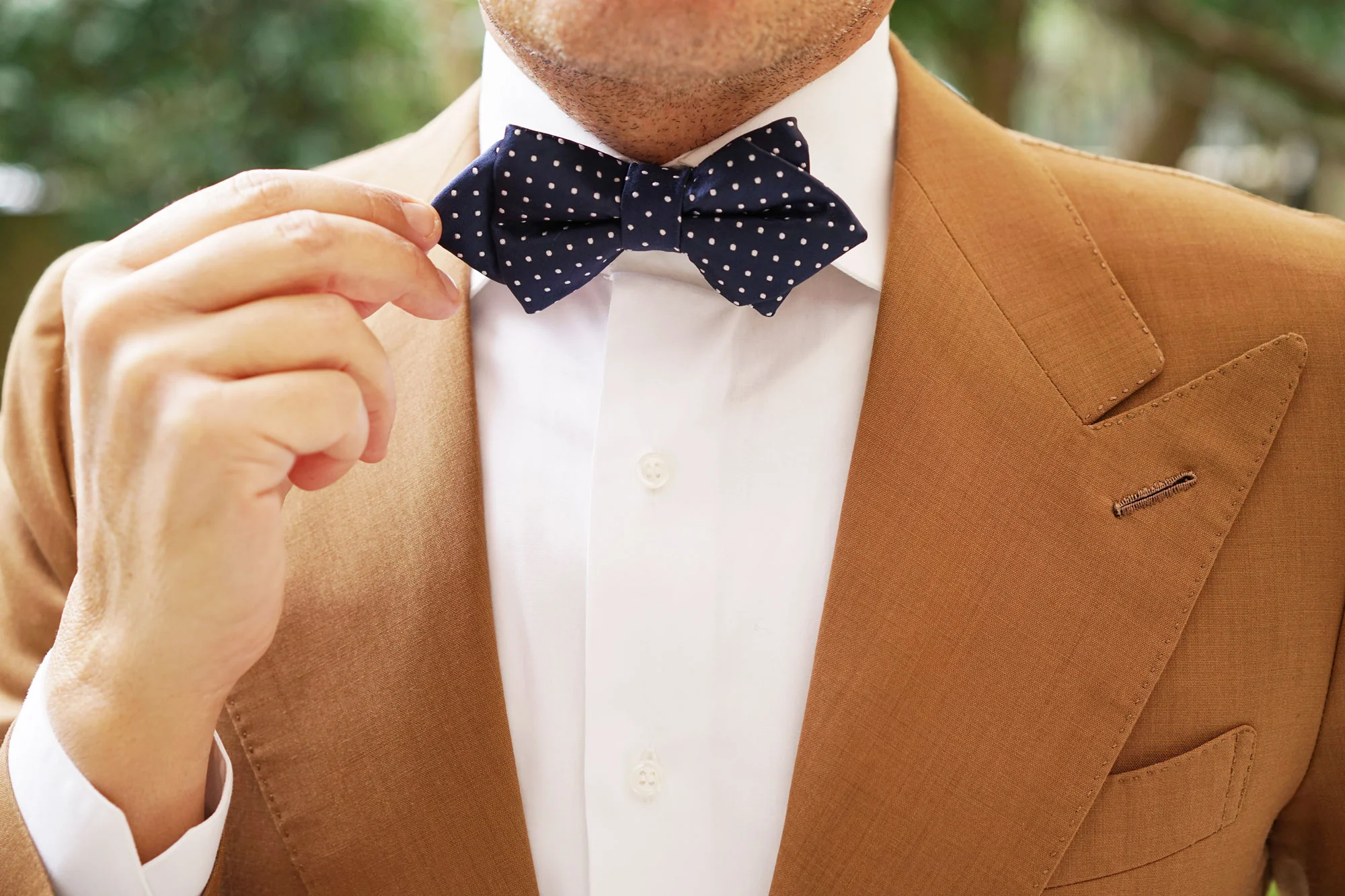 Midnight Blue Mini Pin Dots Diamond Bow Tie - Image 9