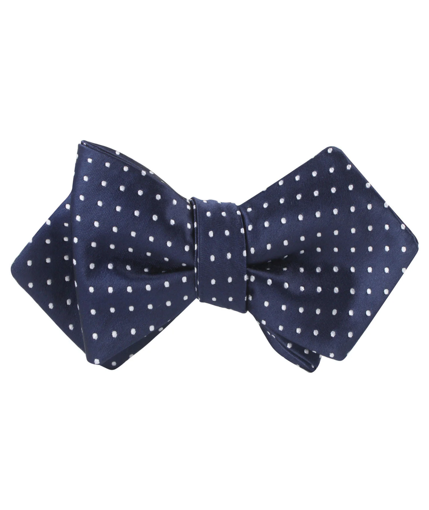 Midnight Blue Mini Pin Dots Diamond Self Bow Tie - Image 2