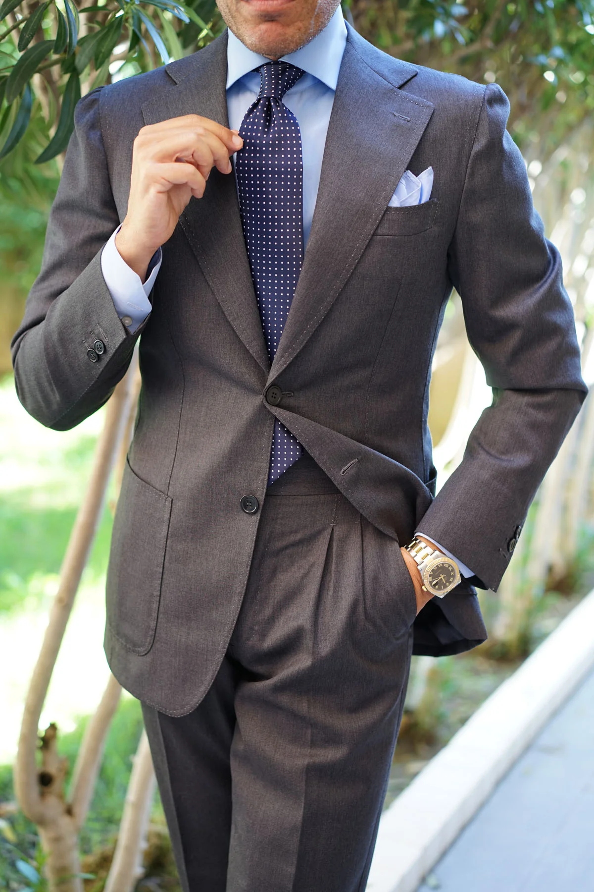 Midnight Blue Mini Pin Dots Tie - Image 15