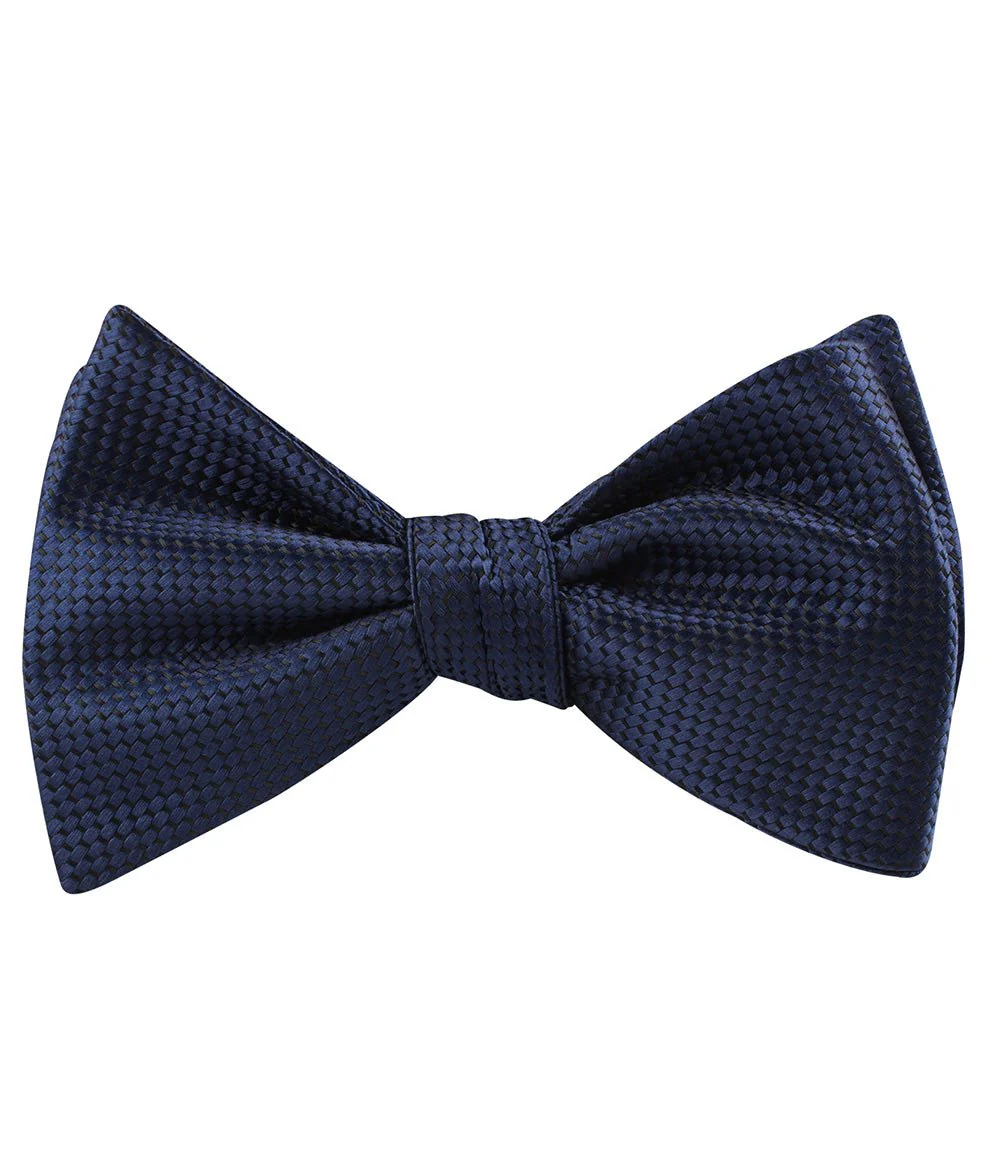 Midnight Blue Oxford Weave Self Bow Tie - Image 2