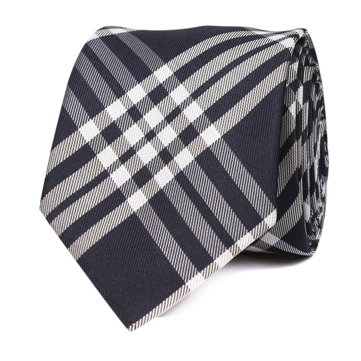 Midnight Blue with White Stripes Skinny Tie - Image 2