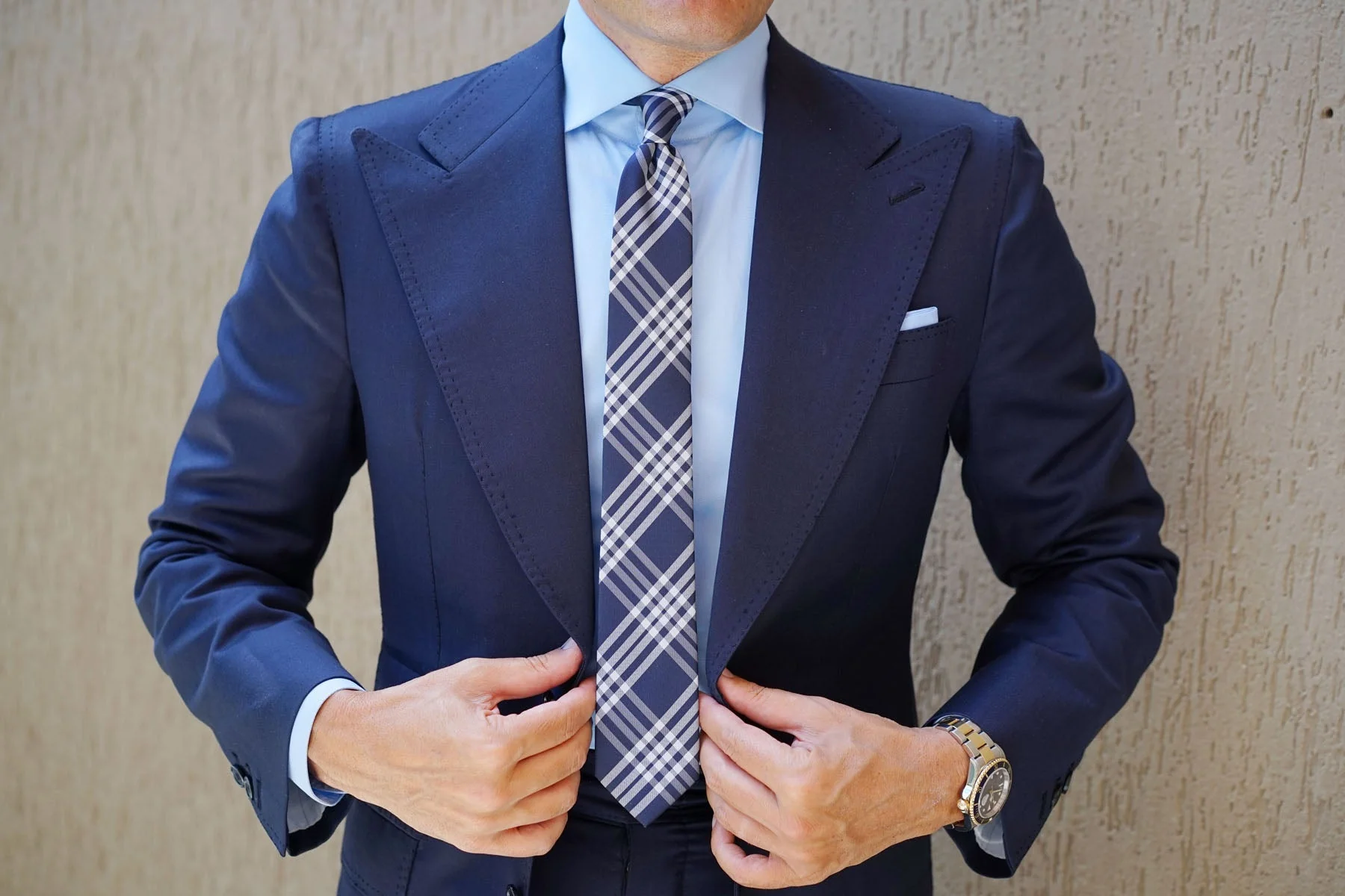 Midnight Blue with White Stripes Skinny Tie - Image 5