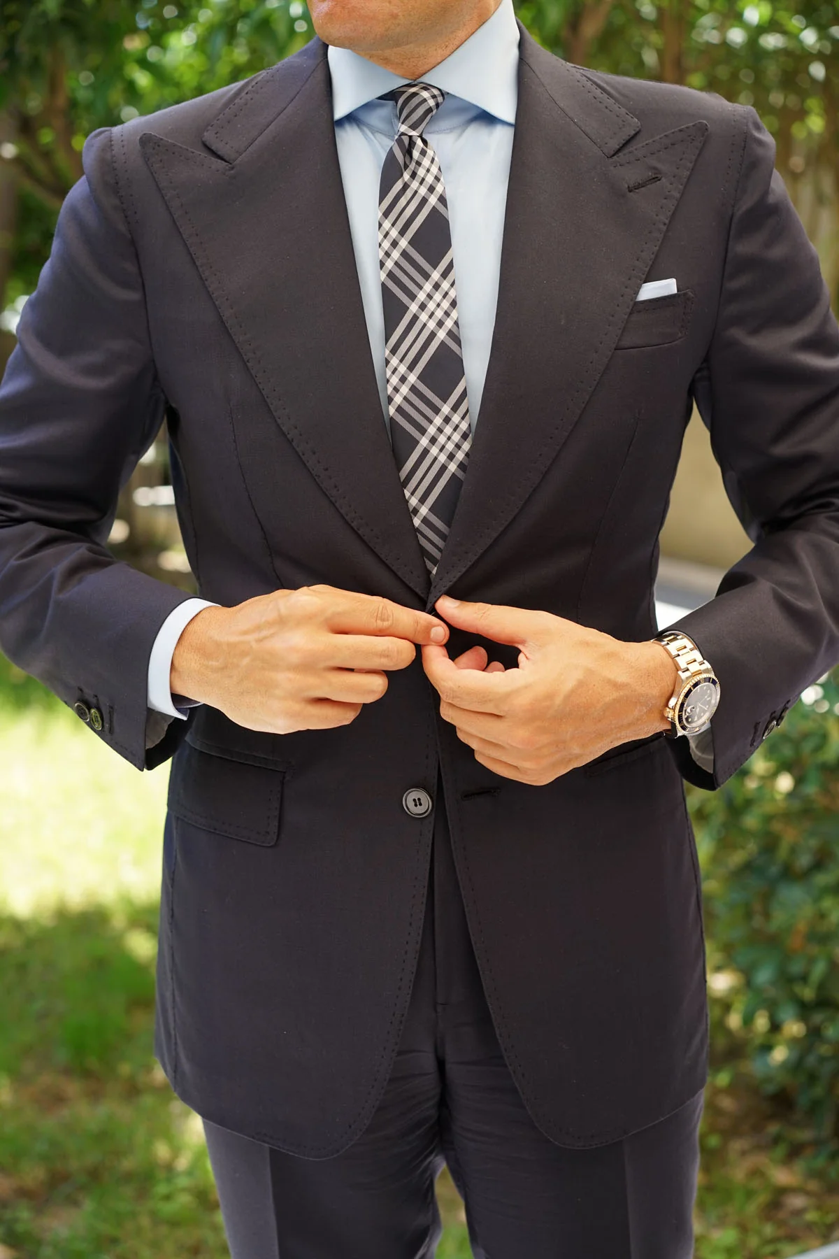 Midnight Blue with White Stripes Skinny Tie - Image 6