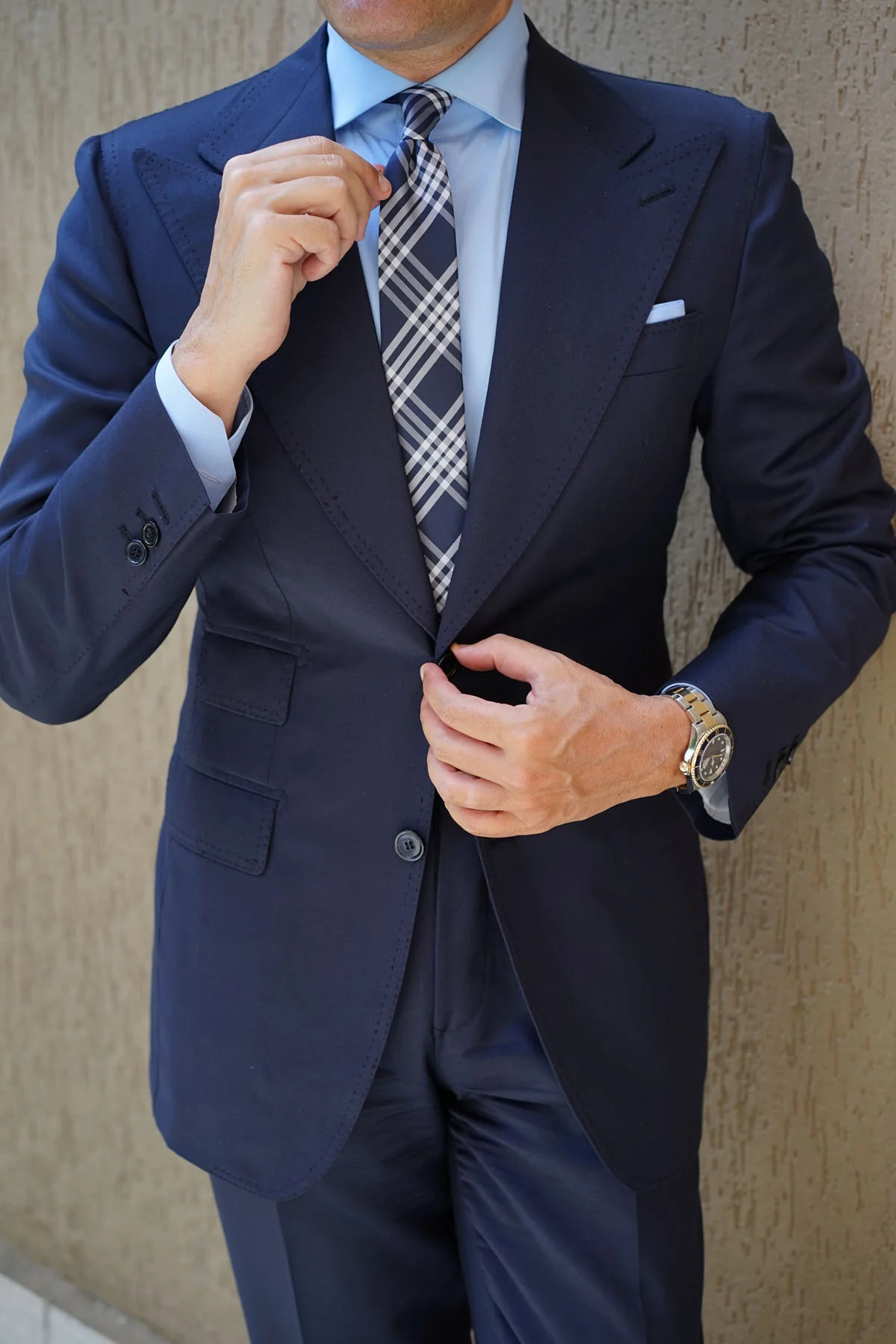 Midnight Blue with White Stripes Skinny Tie - Image 8