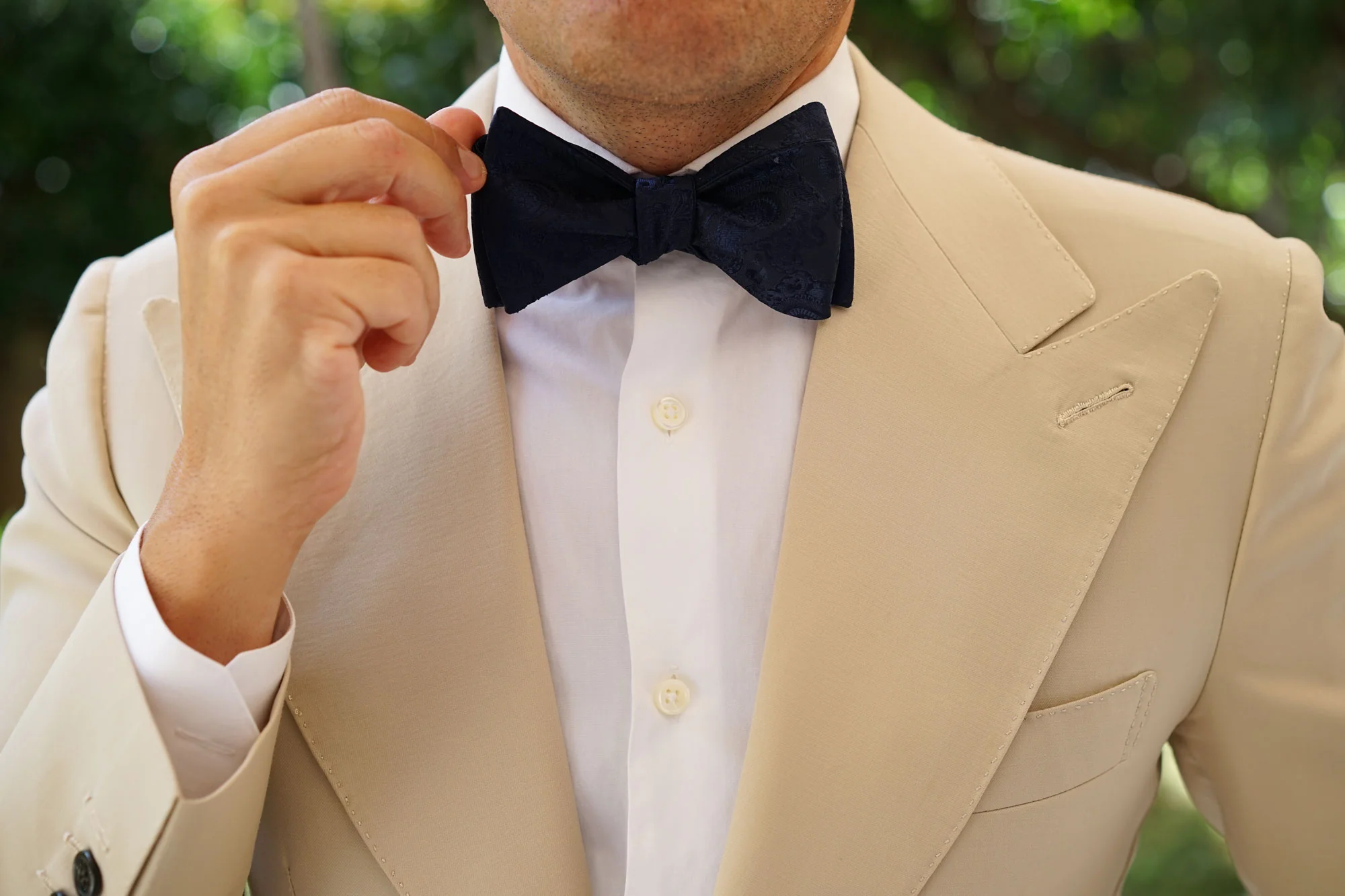 Midnight Navy Paisley Self Bow Tie - Image 9