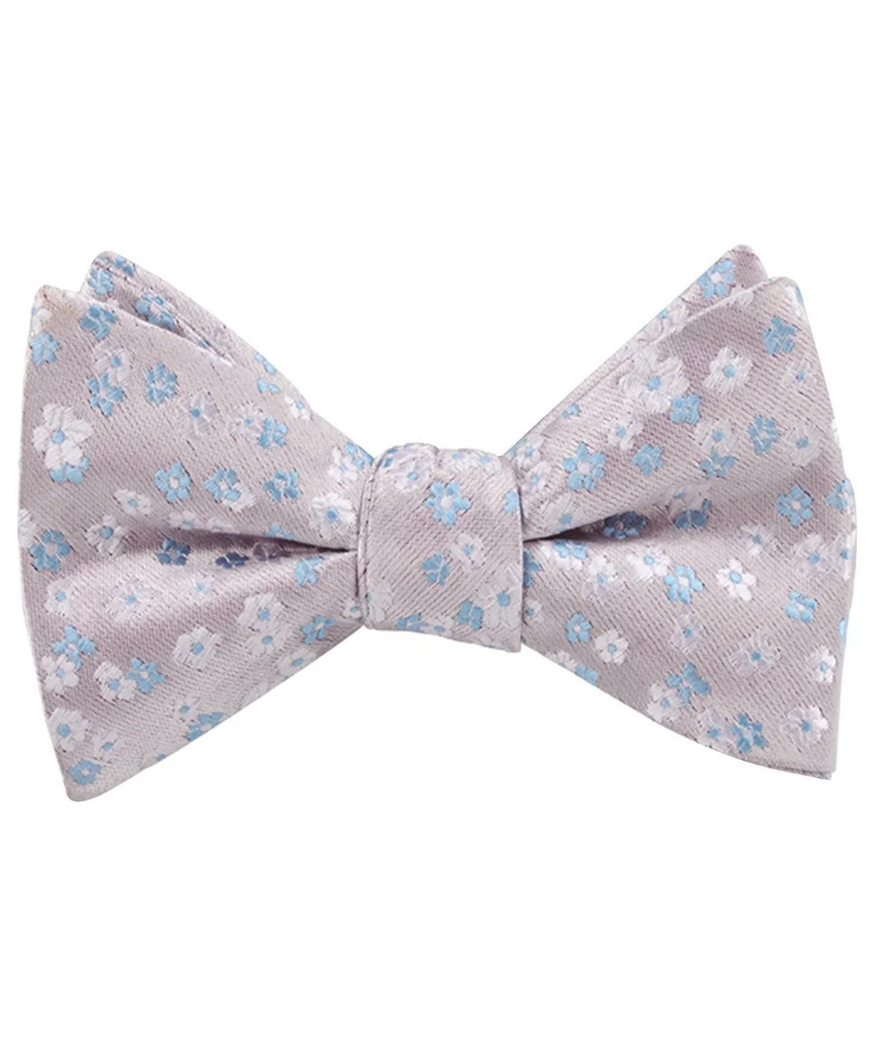 Miharashi Seaside Blue and White Floral Self Bow Tie - Image 2