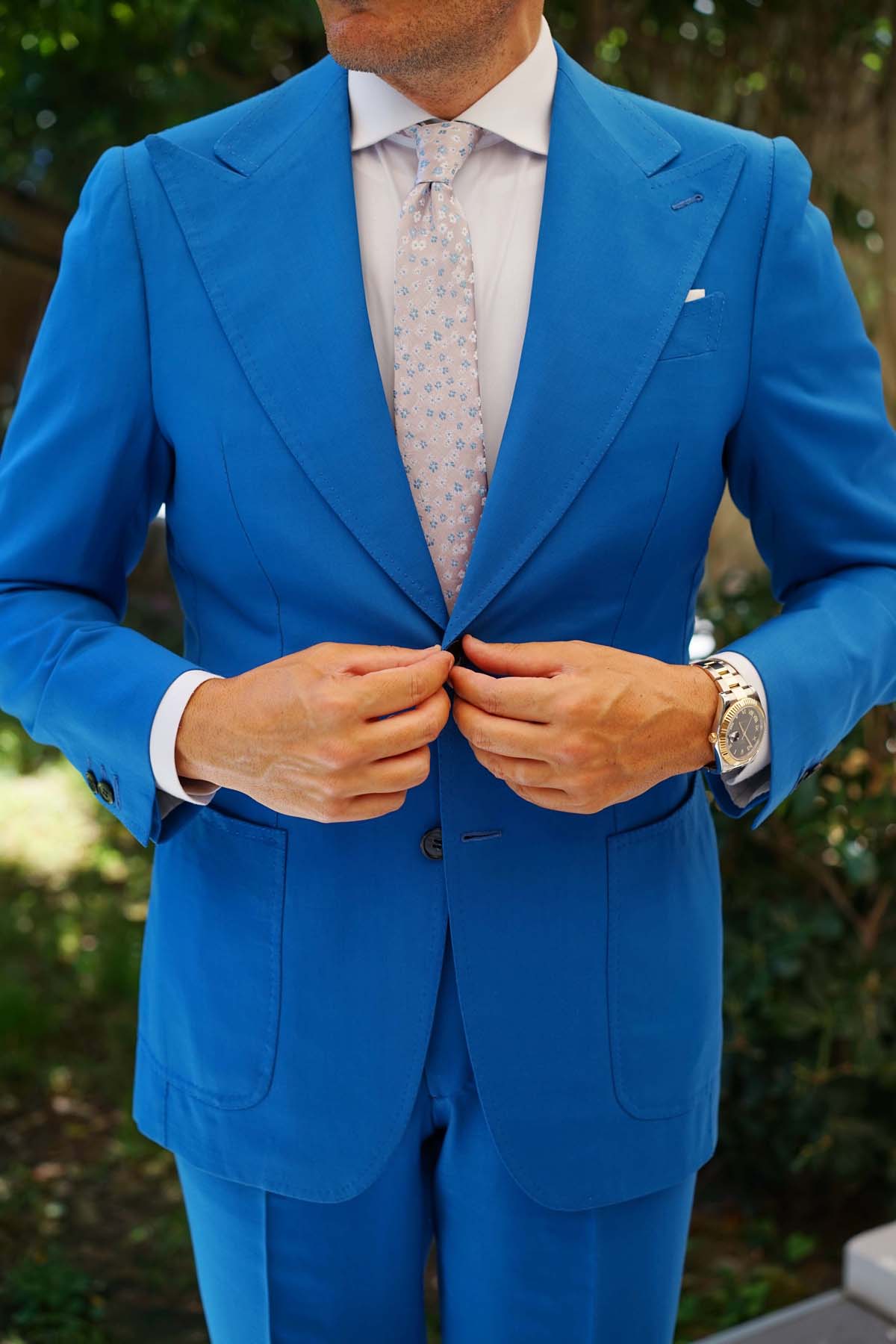 Miharashi Seaside Blue and White Floral Skinny Tie - Image 11