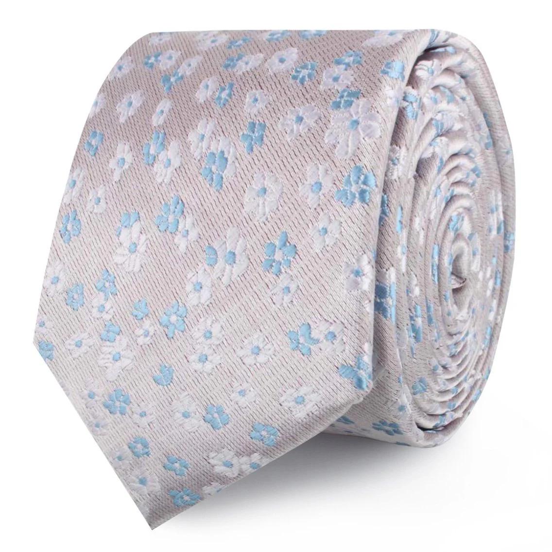 Miharashi Seaside Blue and White Floral Skinny Tie - Image 2