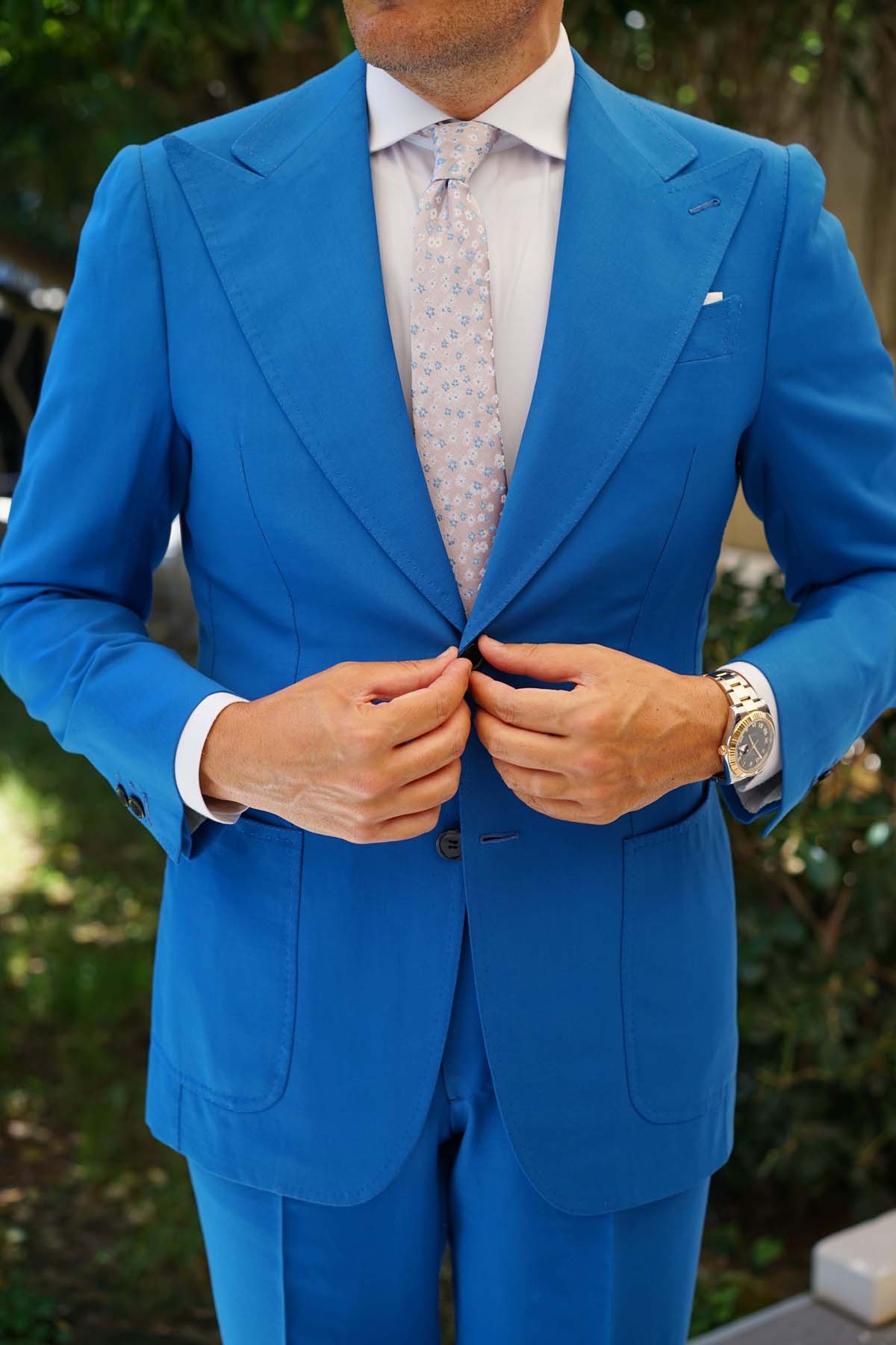 Miharashi Seaside Blue and White Floral Skinny Tie - Image 5