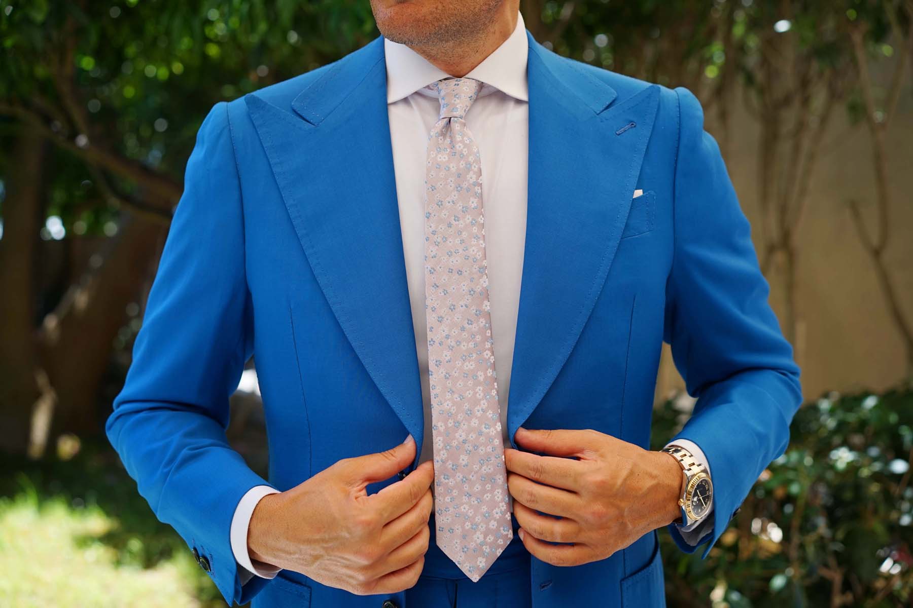 Miharashi Seaside Blue and White Floral Skinny Tie - Image 6